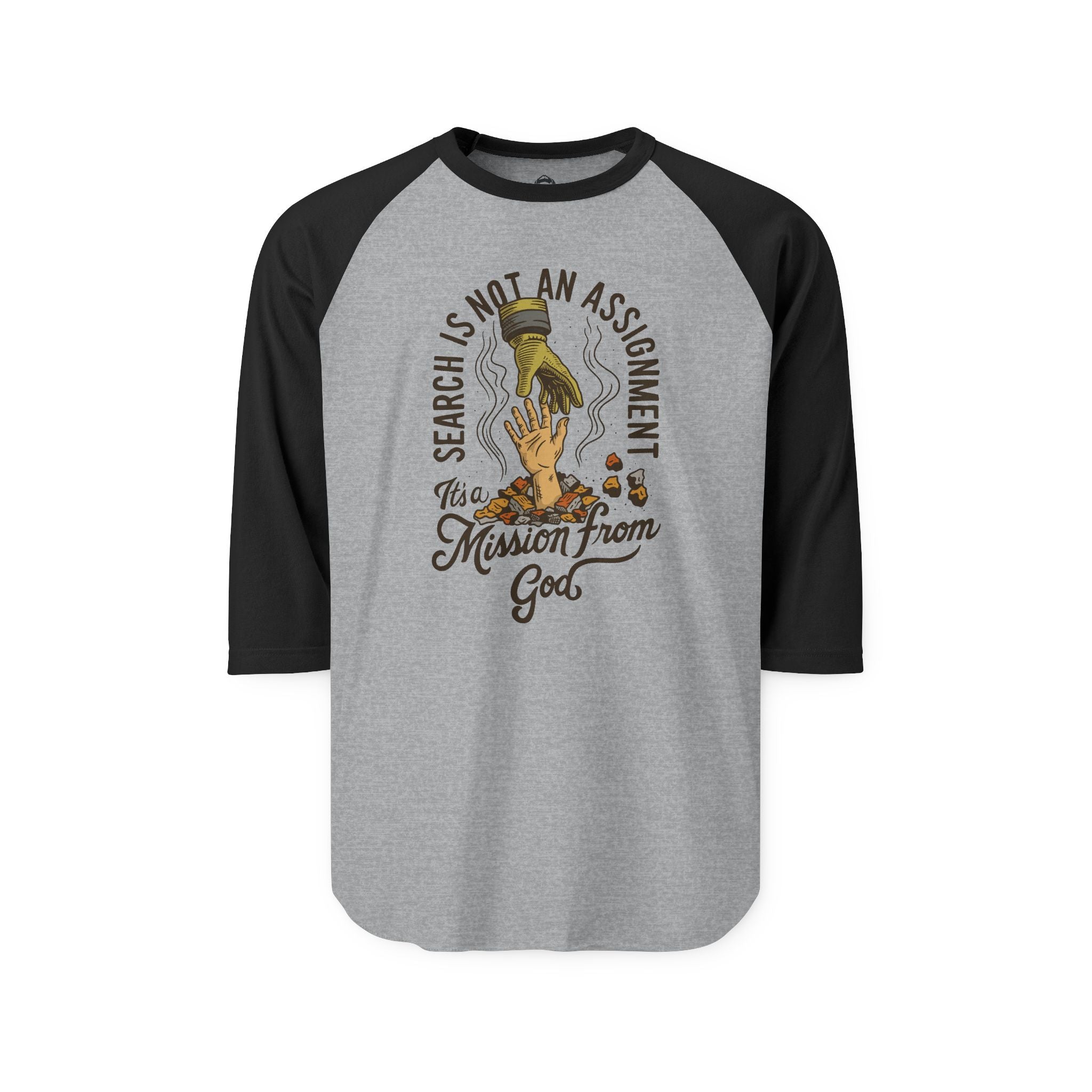 Raglan Baseball Style Shirt — "Search Is Not An Assignment" Graphic