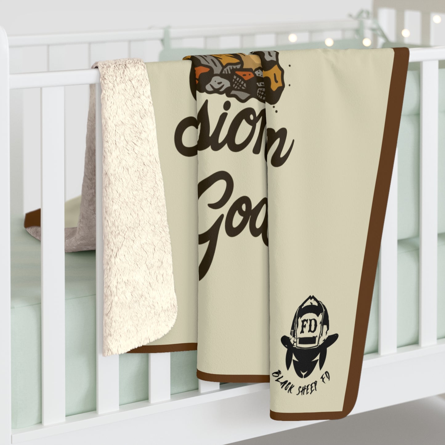 Sherpa Fleece Blanket — "Search Is Not An Assignment, It's a Mission From God" Rescue-Themed Cozy Throw