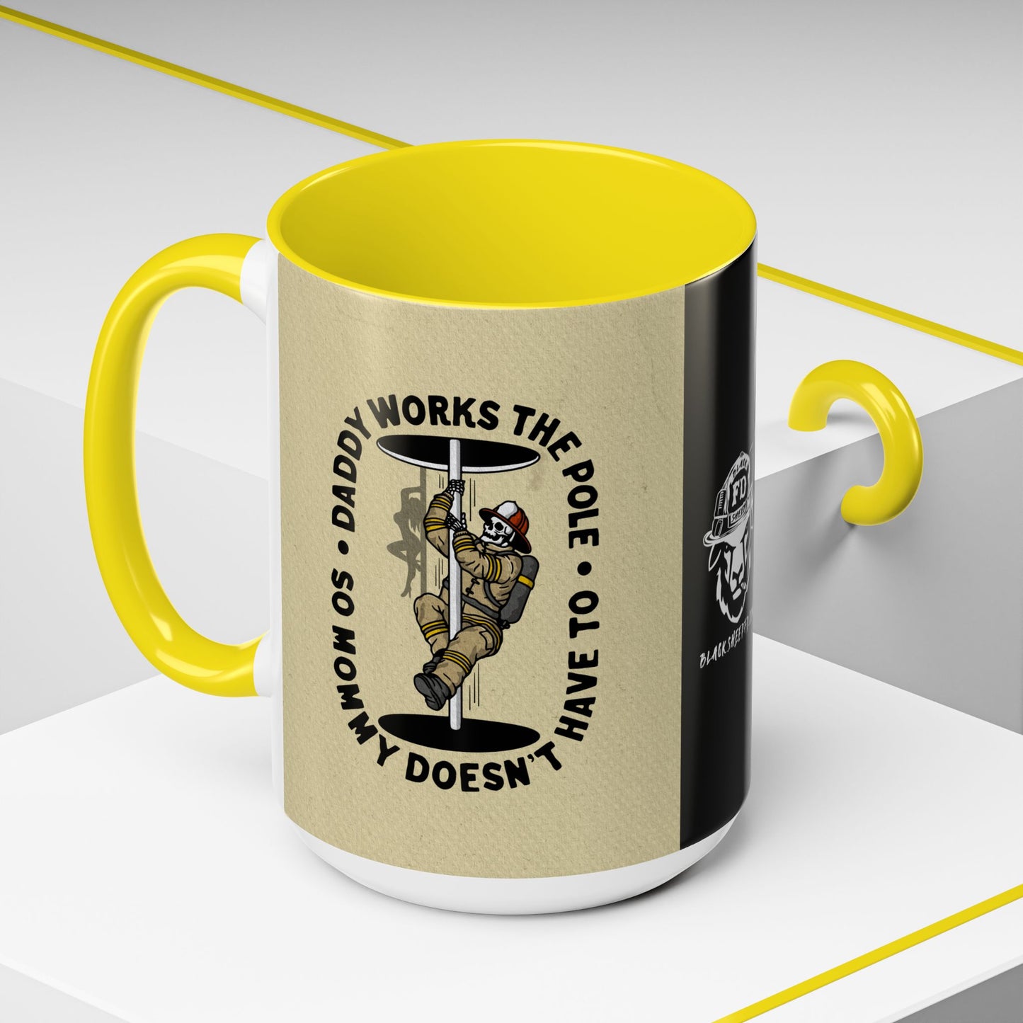 "Daddy Works the Pole" Firefighter Coffee Mug 15oz