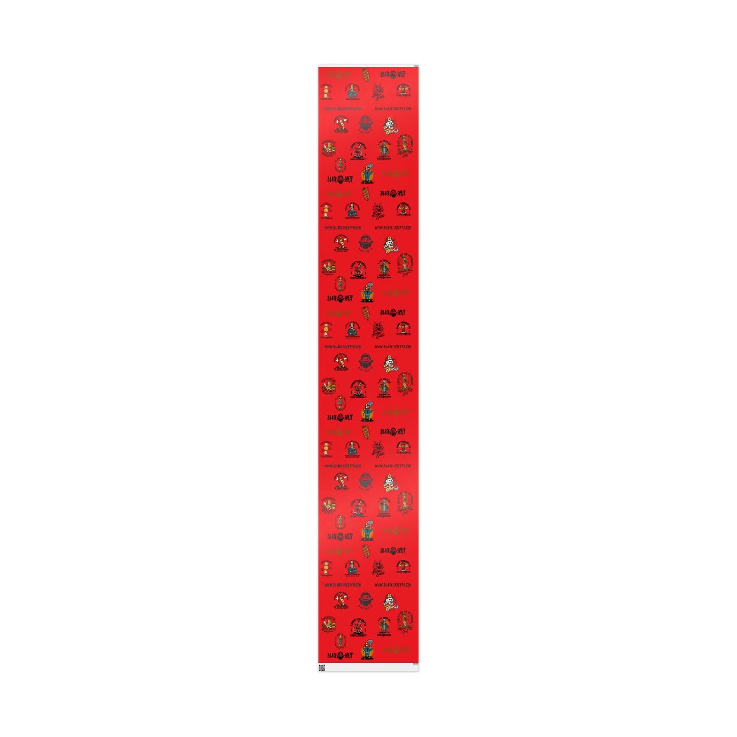 RED Wrapping Paper Roll — Retro Black Sheep FD Pattern