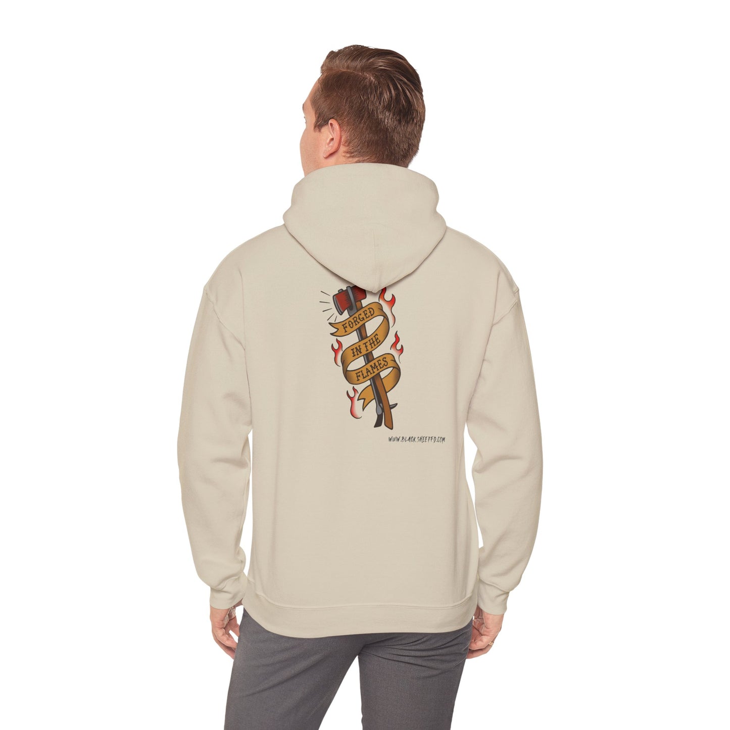 "Forged in The Flame" Tattoo Style Graphic Firefighter Hoodie