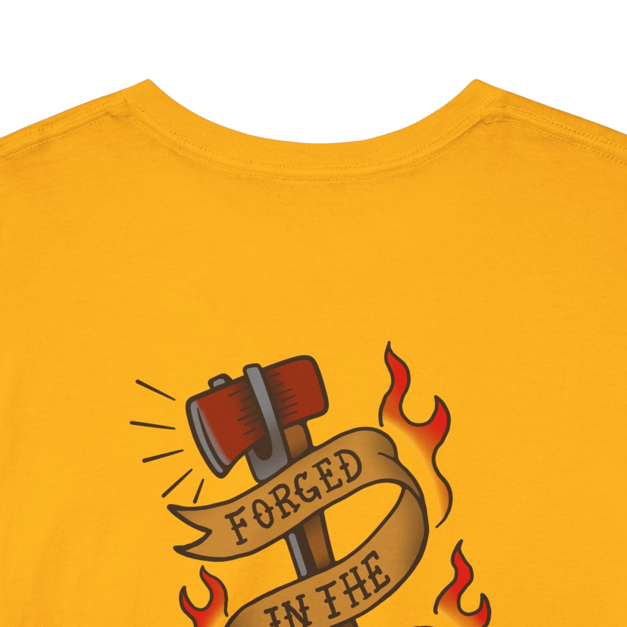 Graphic Tee — 'Forged in the Flame' Firefighter Tattoo Design