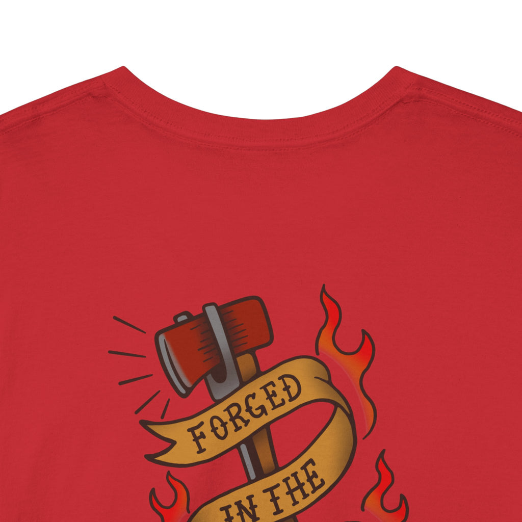 Graphic Tee — 'Forged in the Flame' Firefighter Tattoo Design
