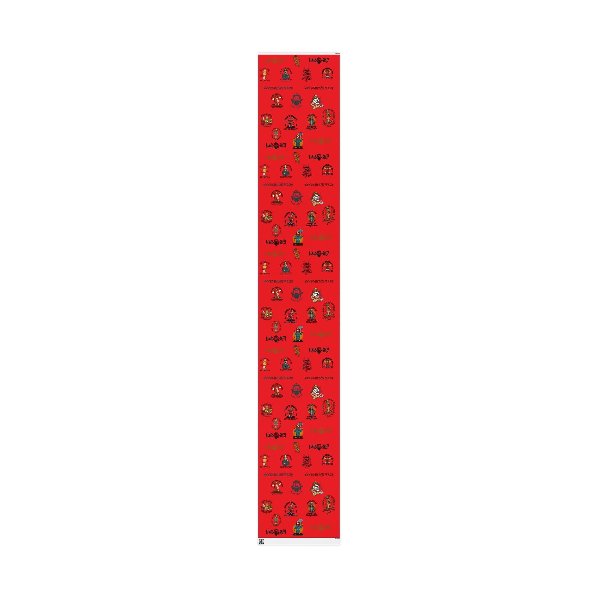 RED Wrapping Paper Roll — Retro Black Sheep FD Pattern