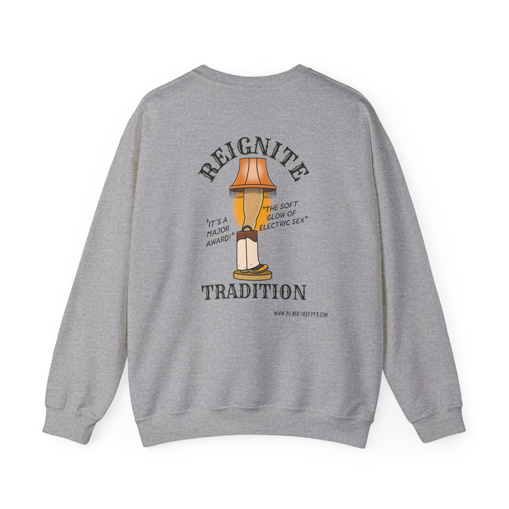 "Reiginate Tradition" Crewneck Sweatshirt - Unisex Heavy Blend with Nostalgic Lamp Design