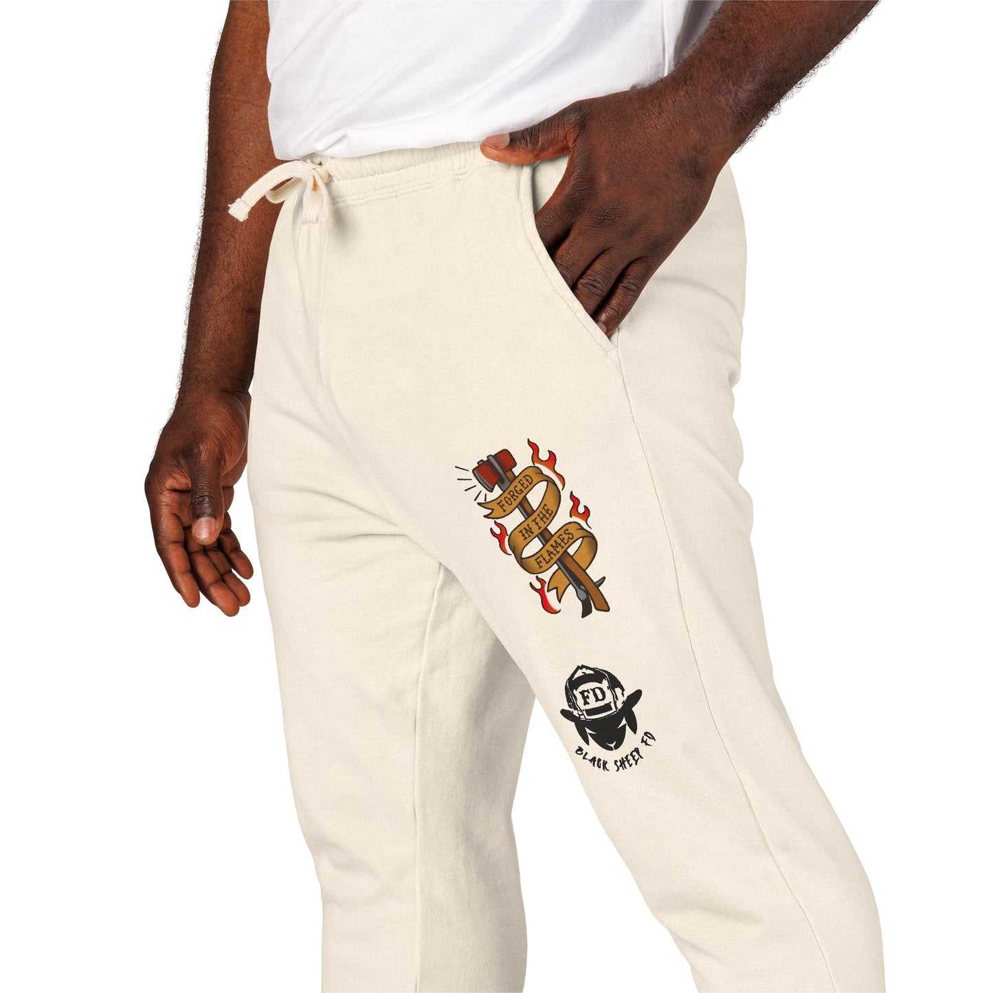 "Forged in Flame" — Firefighter Graphic Fleece Sweatpants BlackSheepFD