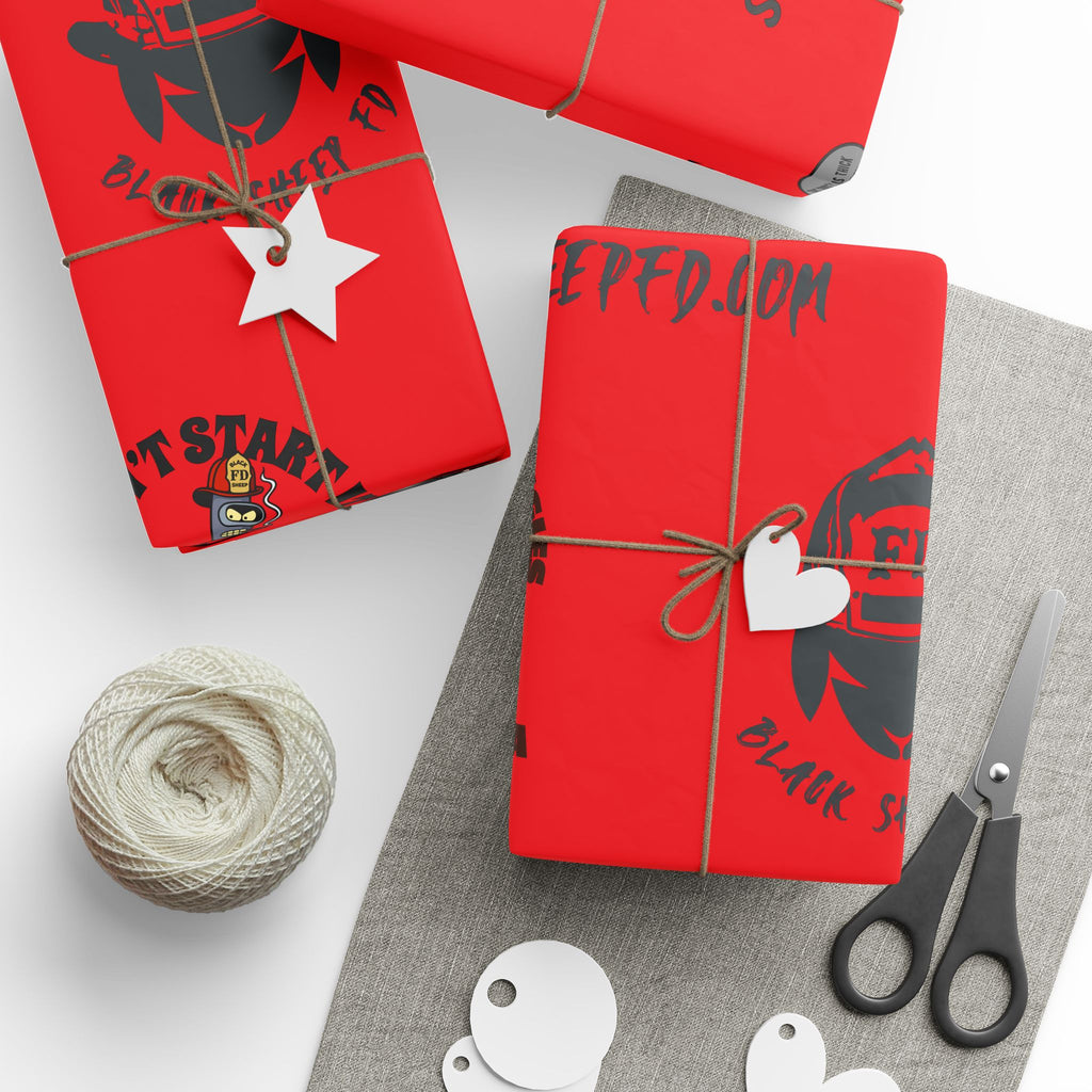 RED Wrapping Paper Roll — Retro Black Sheep FD Pattern