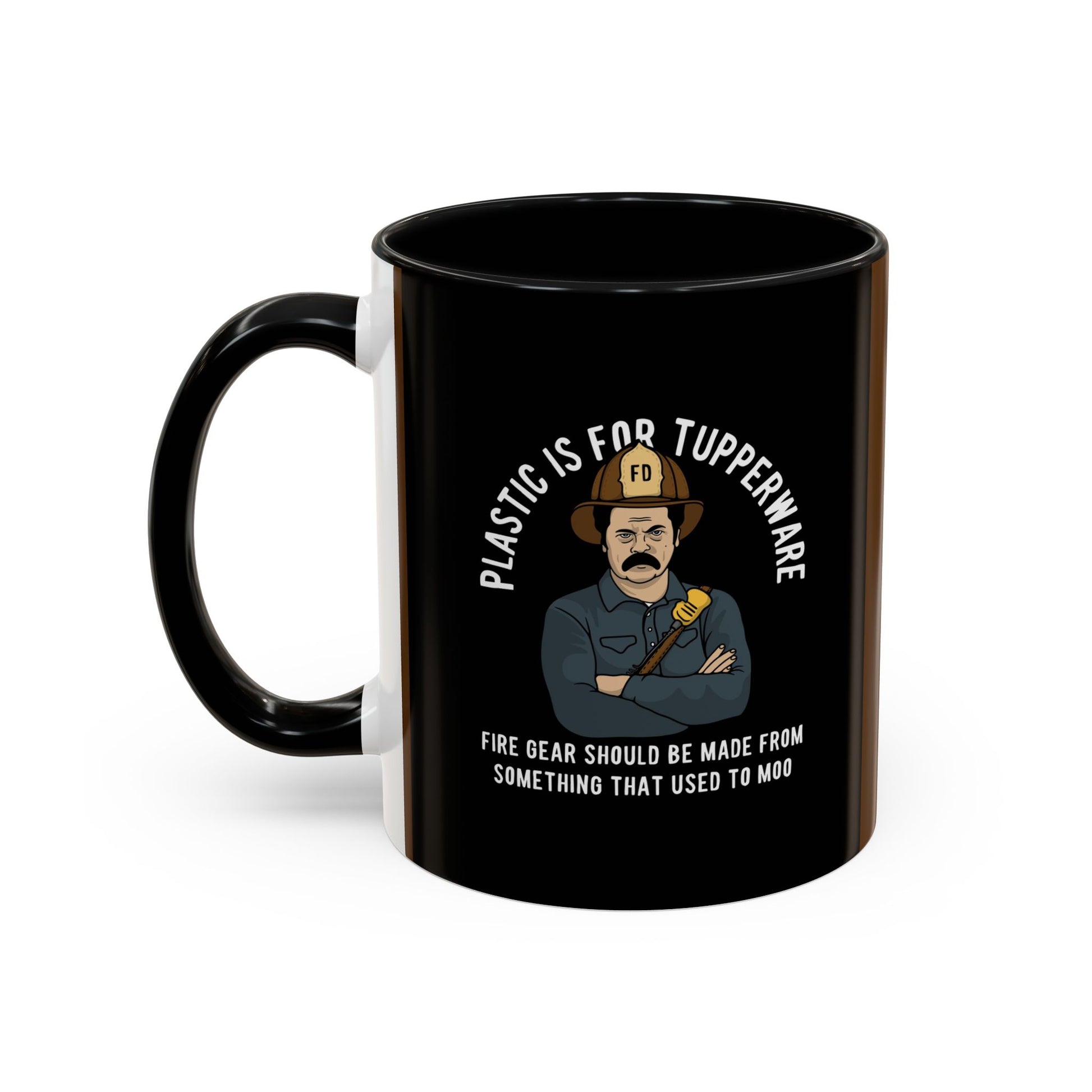 Black Sheep "Plastic Is For Tupperware" Premo Artwork Coffee Mug (Brown/Black Accents)