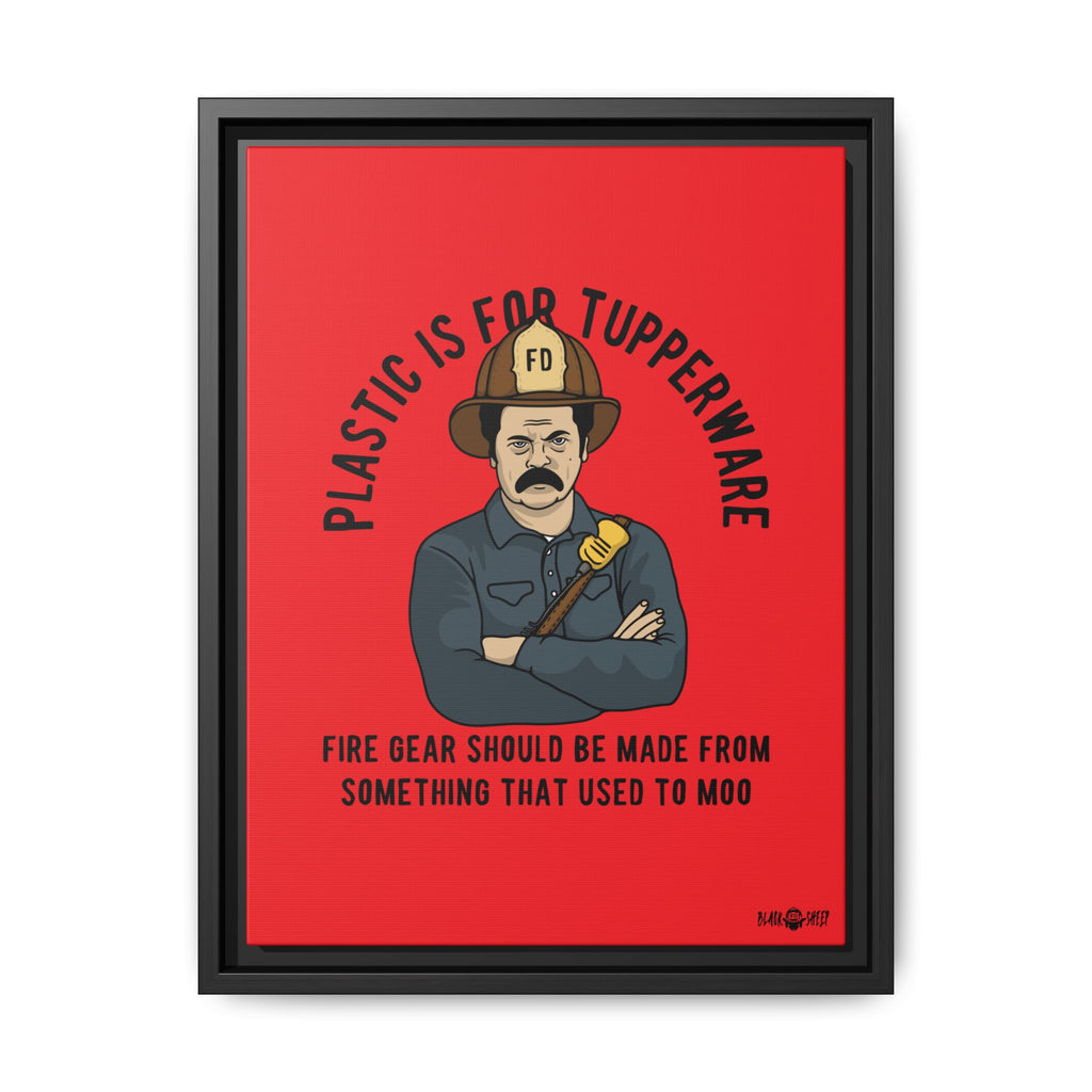 "Fire Gear Should Be Made From Something That Used To Moo" Framed Canvas Art by M.Premo