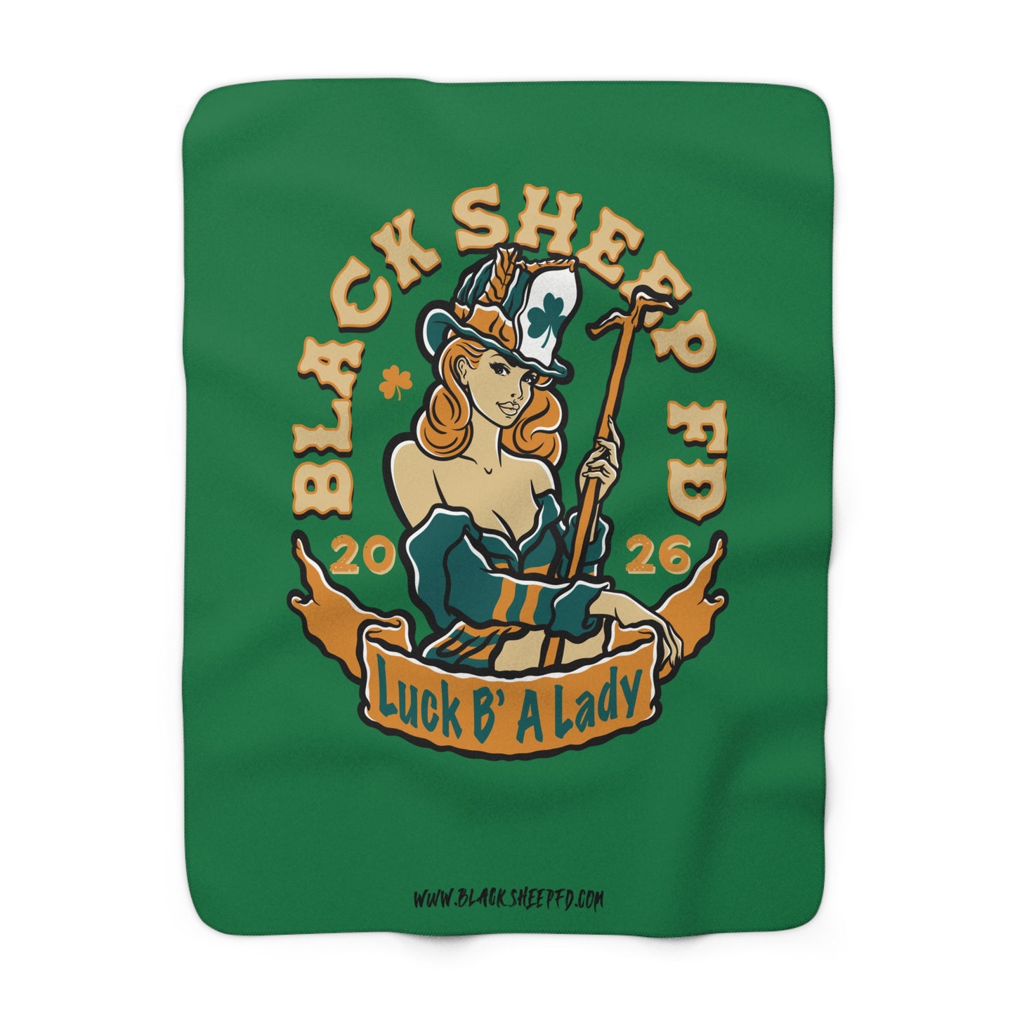 Shamrock Lady Sherpa Blanket — 'Black Sheep F.D.' Non-Striped 2026