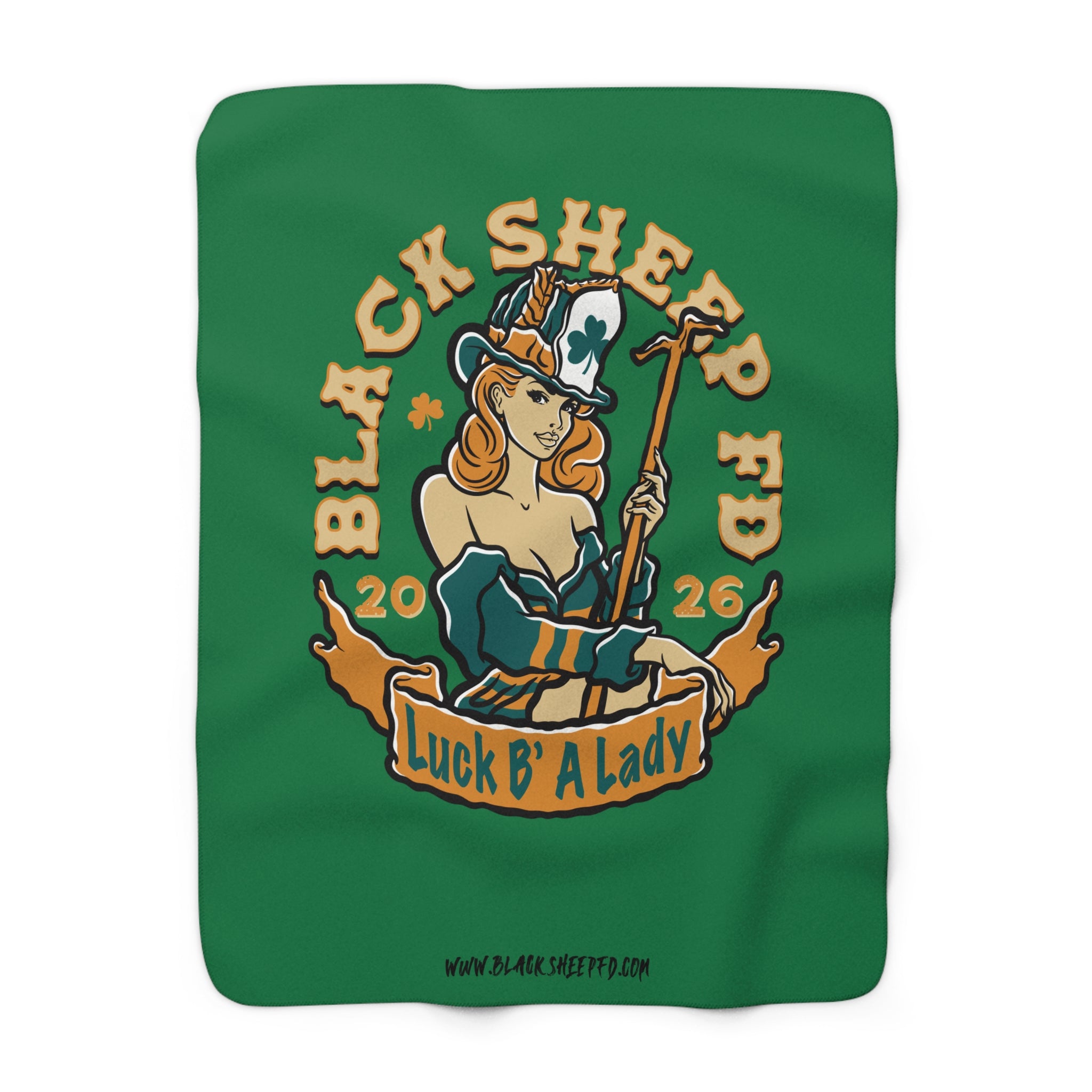 Shamrock Lady Sherpa Blanket — 'Black Sheep F.D.' Non-Striped 2026
