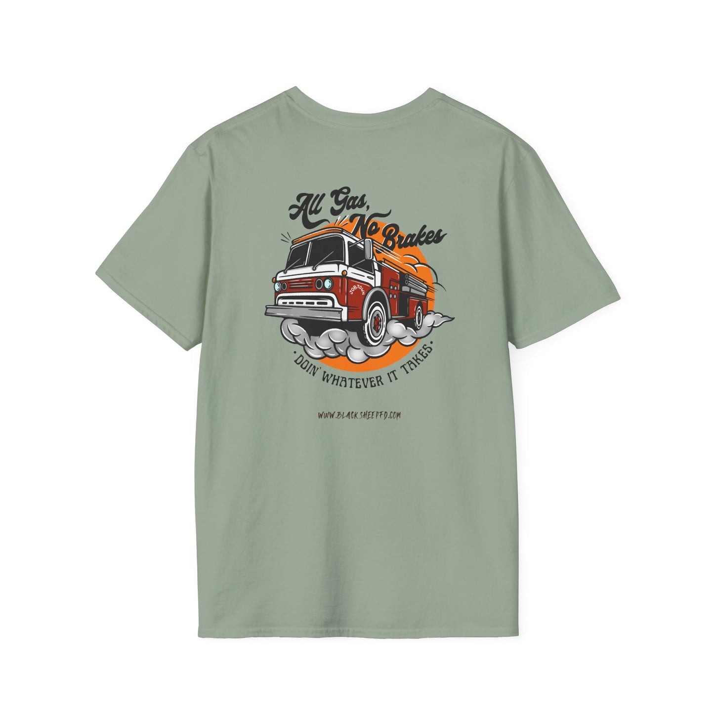 "All Gas, No Brakes" Firefighter Soft-style Vintage Rig Tee