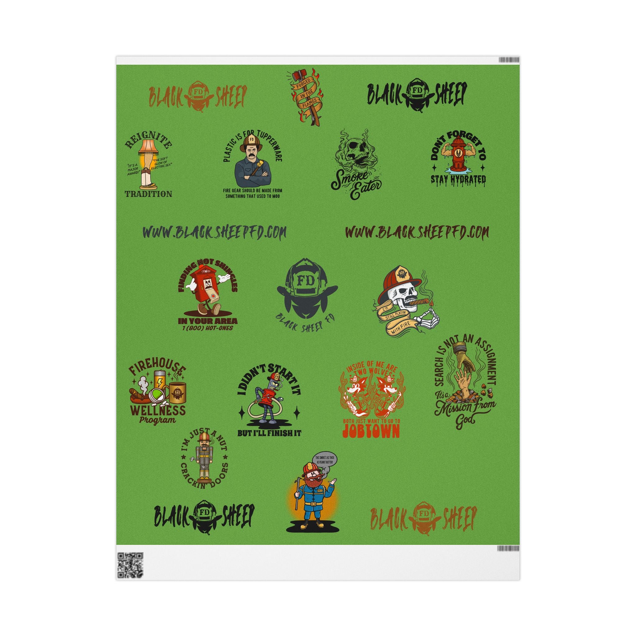 Wrapping Paper Roll — Retro Vintage Barber Tools Pattern