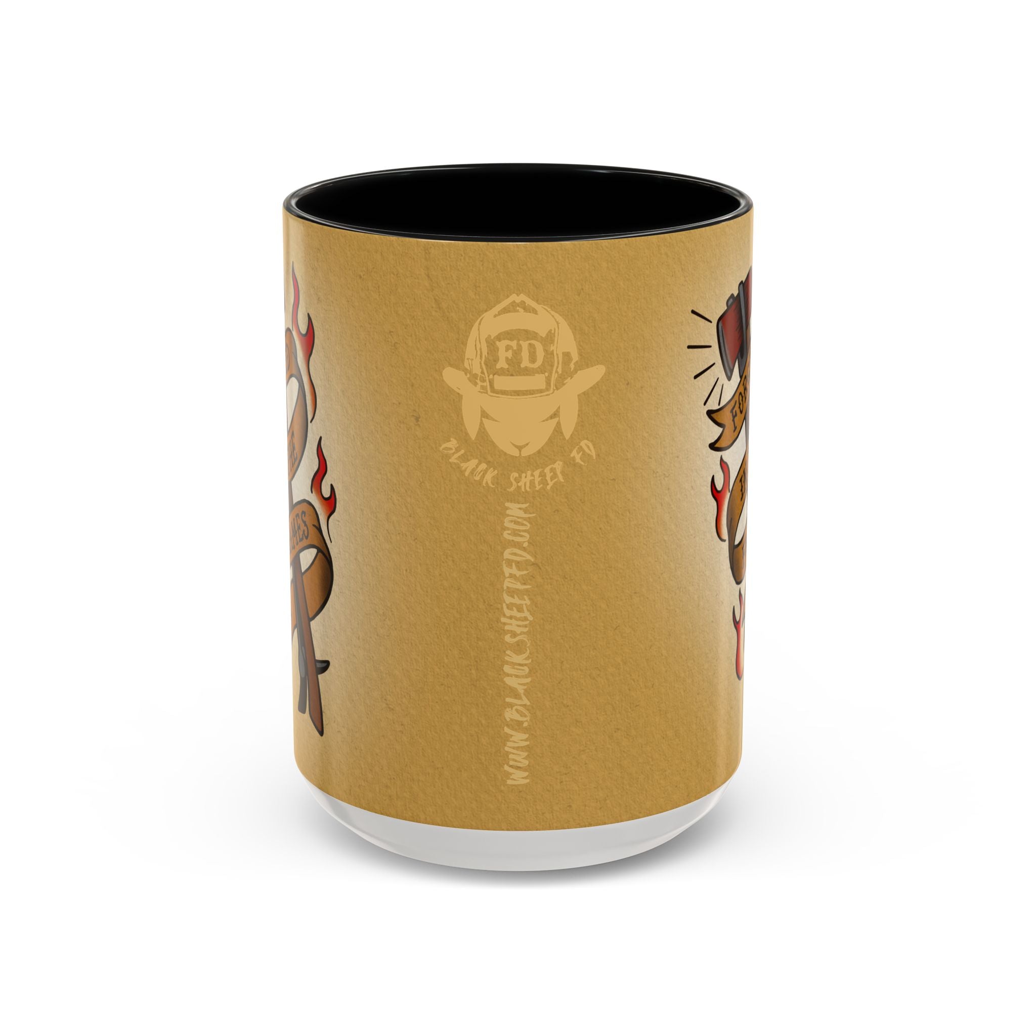 Forged in the Flames Coffee Mug — Firefighter Tattoo-Style Accent Mug