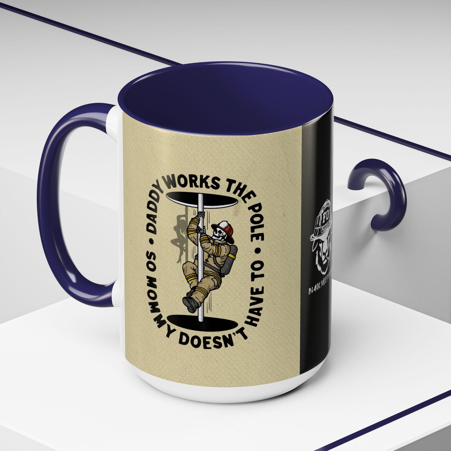 "Daddy Works the Pole" Firefighter Coffee Mug 15oz