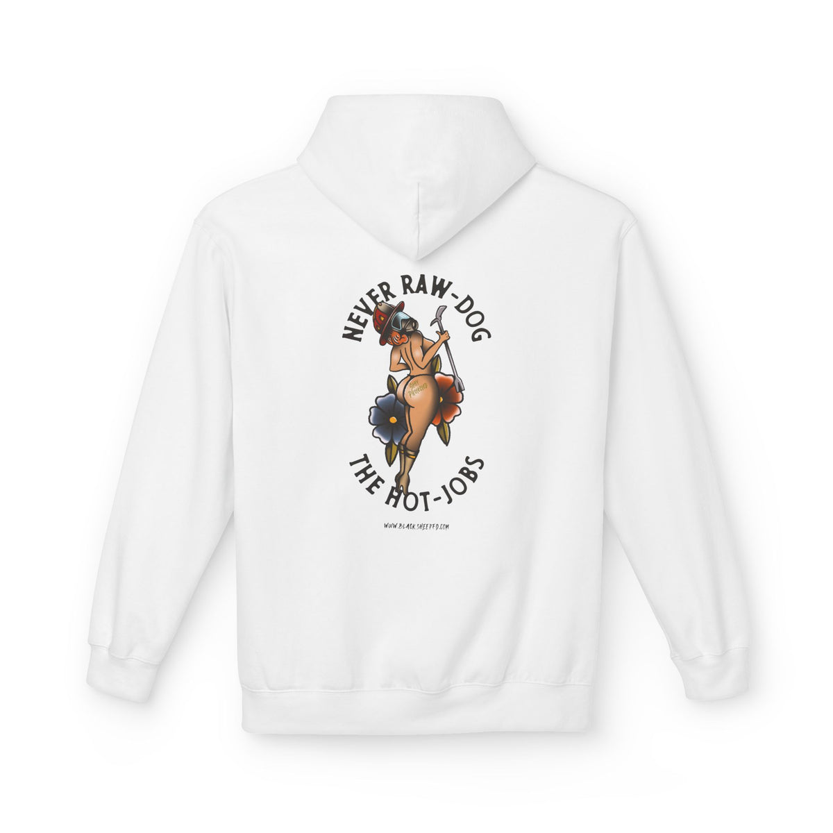 Hoodie — 'Never Raw Dog, The Hot-Jobs' Retro Pinup Graphic Hoodie