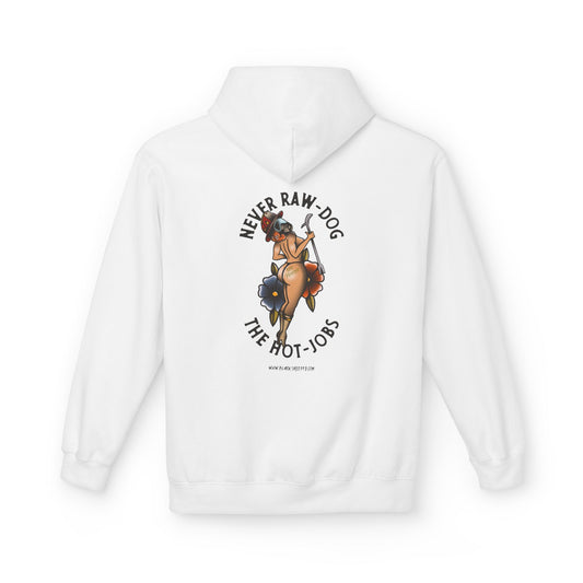 Hoodie — 'Never Raw Dog, The Hot-Jobs' Retro Pinup Graphic Hoodie