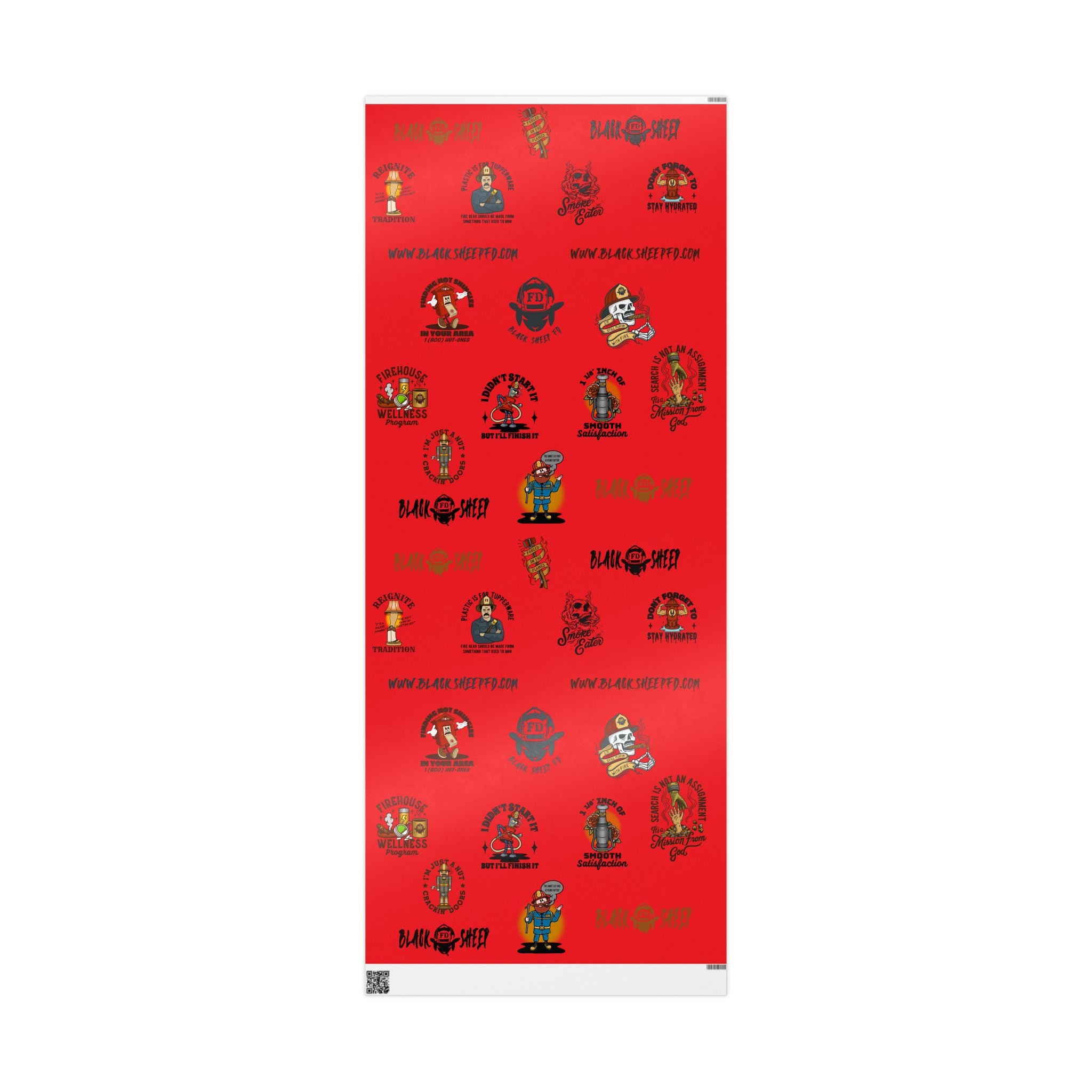 RED Wrapping Paper Roll — Retro Black Sheep FD Pattern