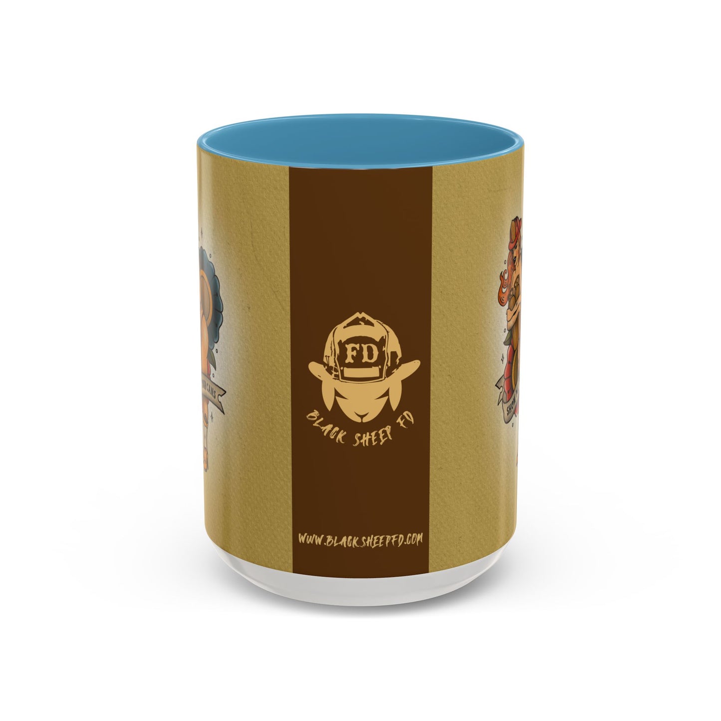Firefighter Pin-Up Coffee Mug – "Show Me Your Cans" Retro Firefighter Design (15oz)