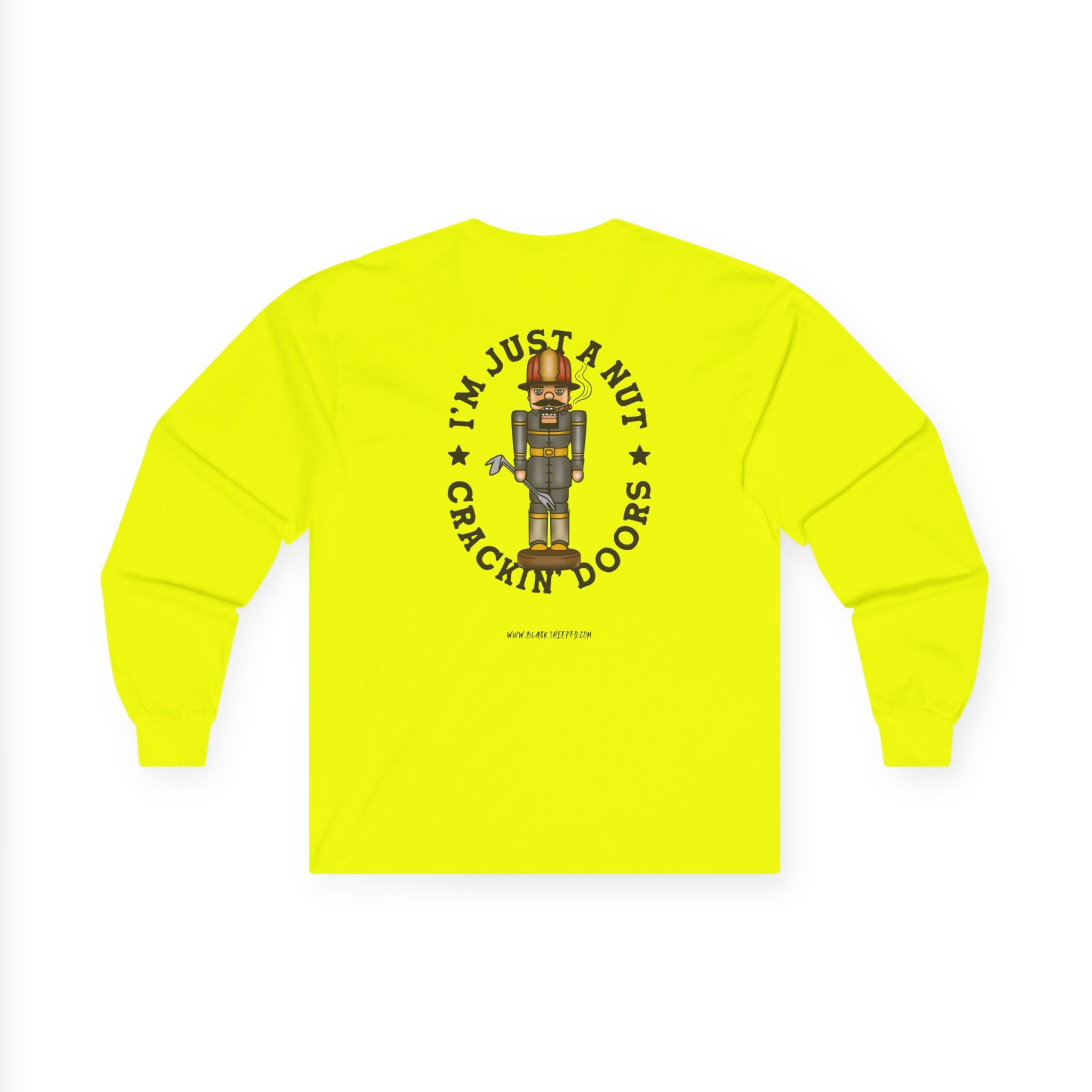 Nutcracker Graphic Long Sleeve Tee — "I'm Just a Nut Cracking Doors" Holiday Shirt