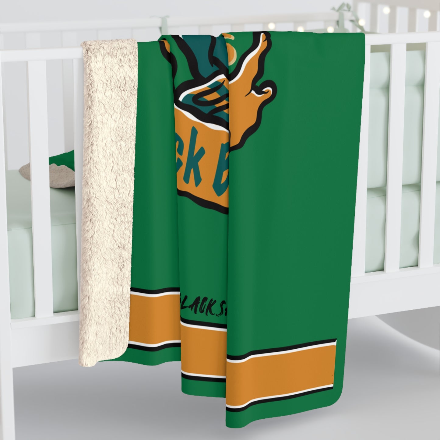 Shamrock Lady Sherpa Blanket — 'Black Sheep F.D.' (STRIPED VERSION) 2026 Green Fleece