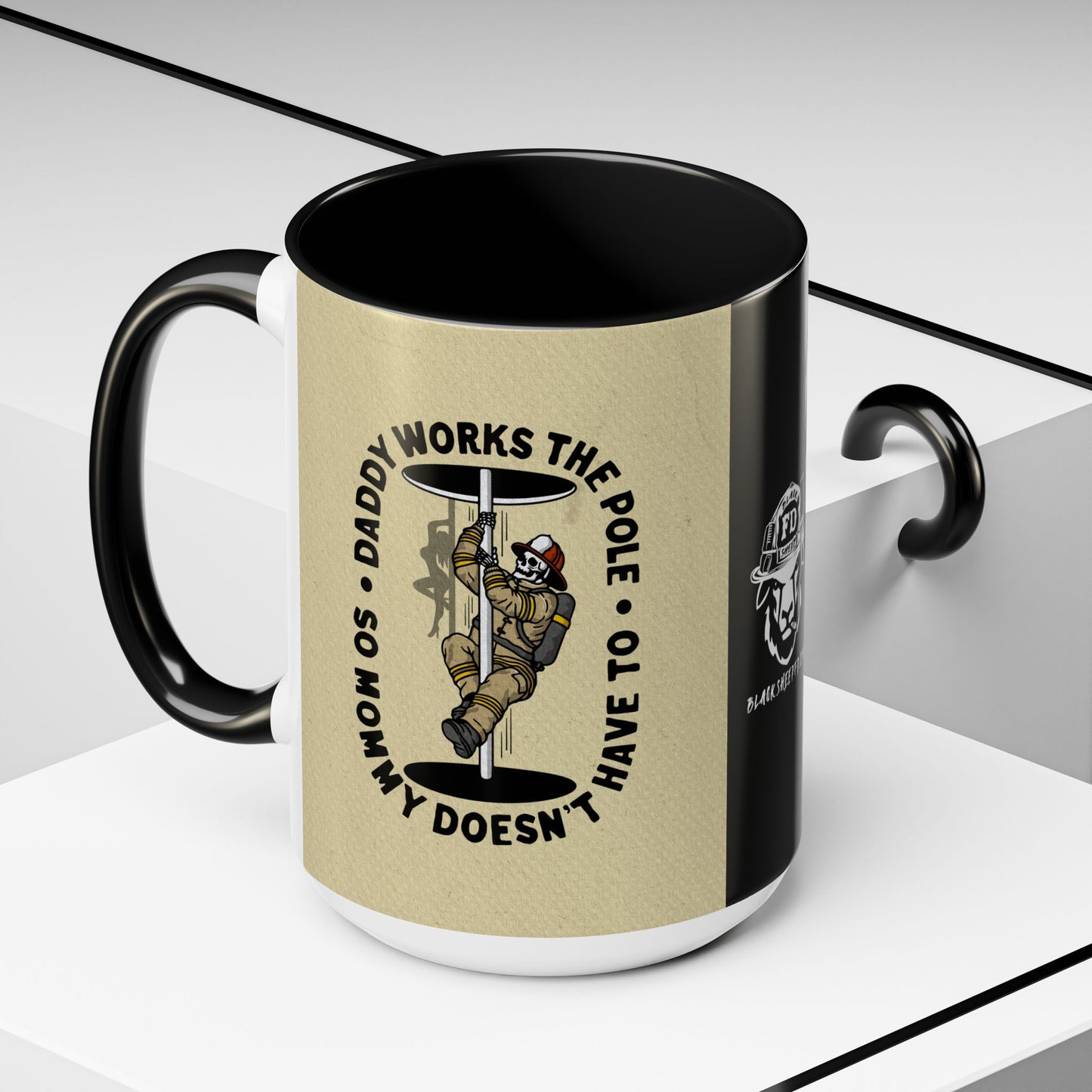 "Daddy Works the Pole" Firefighter Coffee Mug 15oz