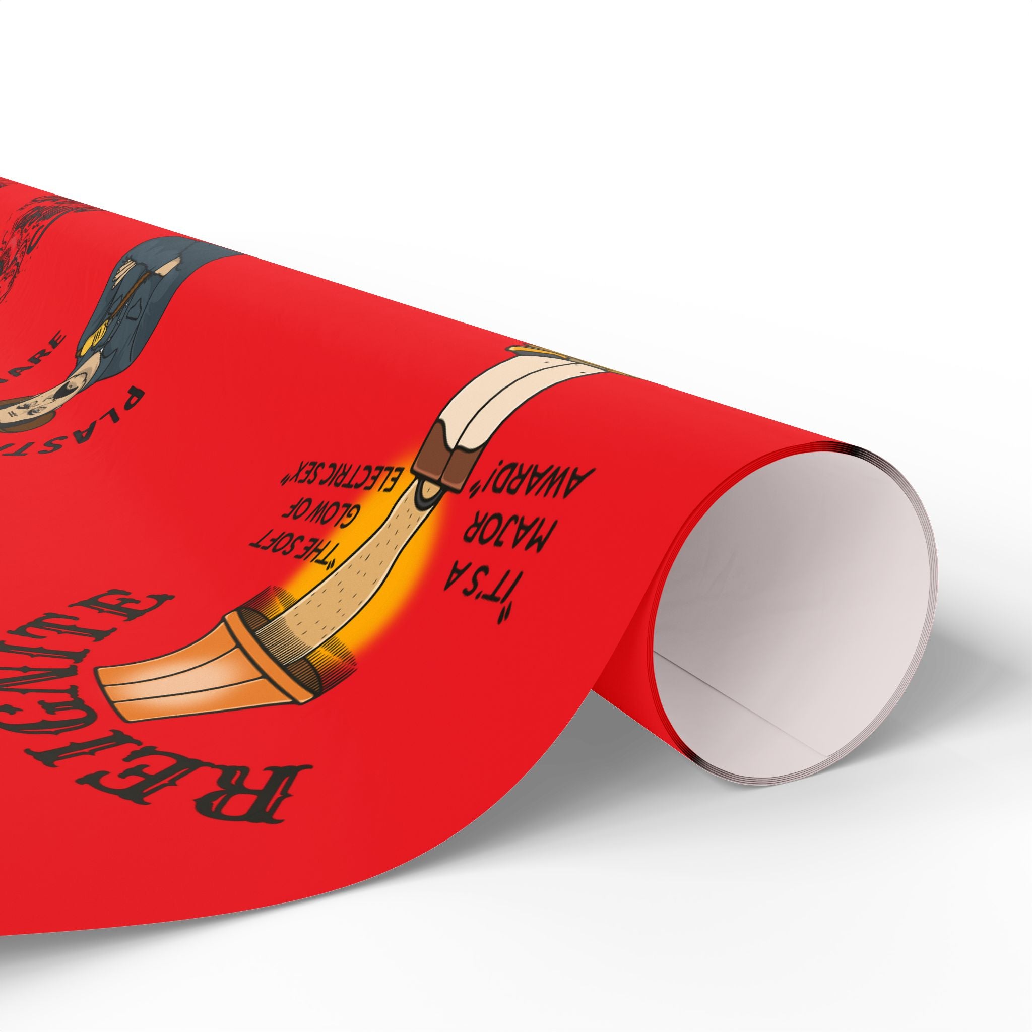 RED Wrapping Paper Roll — Retro Black Sheep FD Pattern