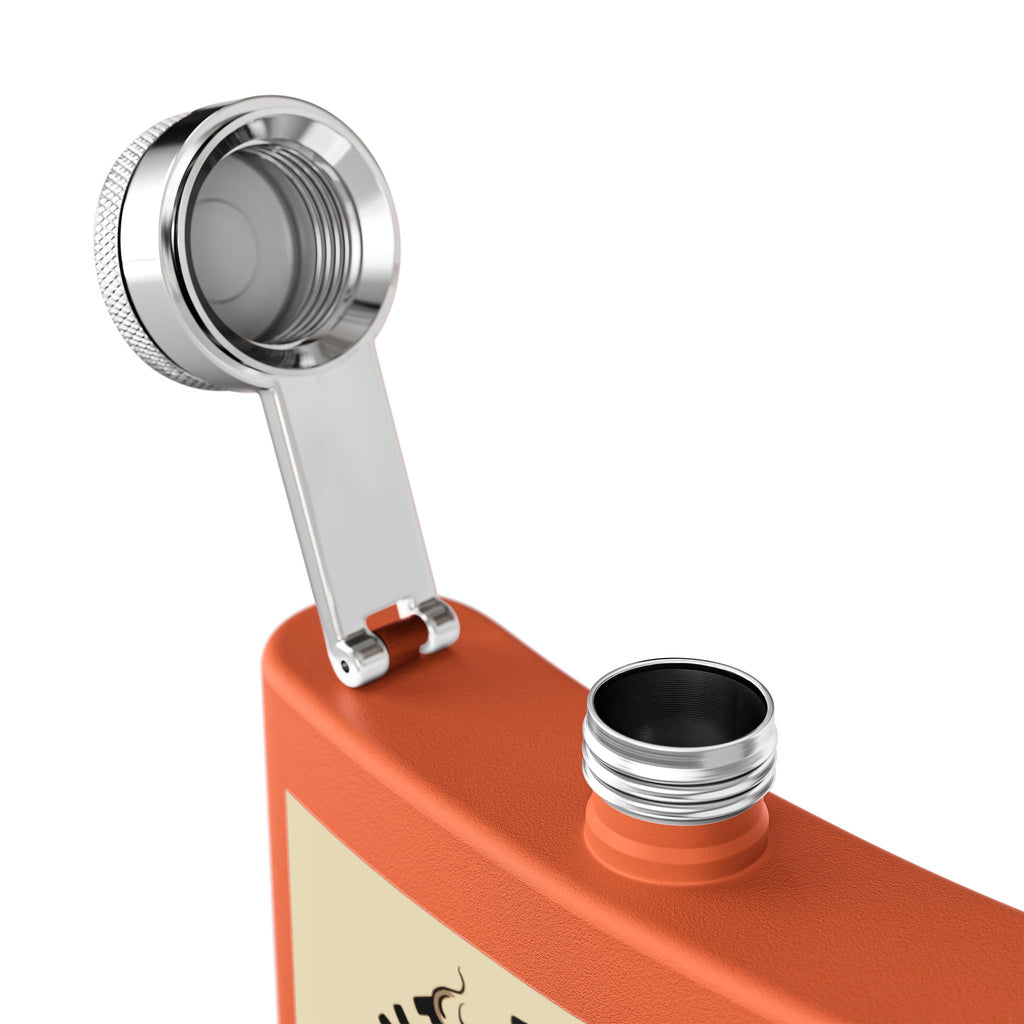 6oz Stainless Steel Flask — "I Want The Smoke / Smoke Eater" Skull Design