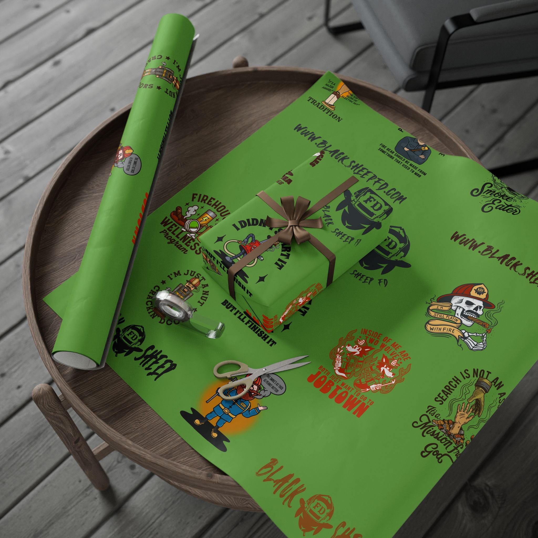 Wrapping Paper Roll — Retro Vintage Barber Tools Pattern