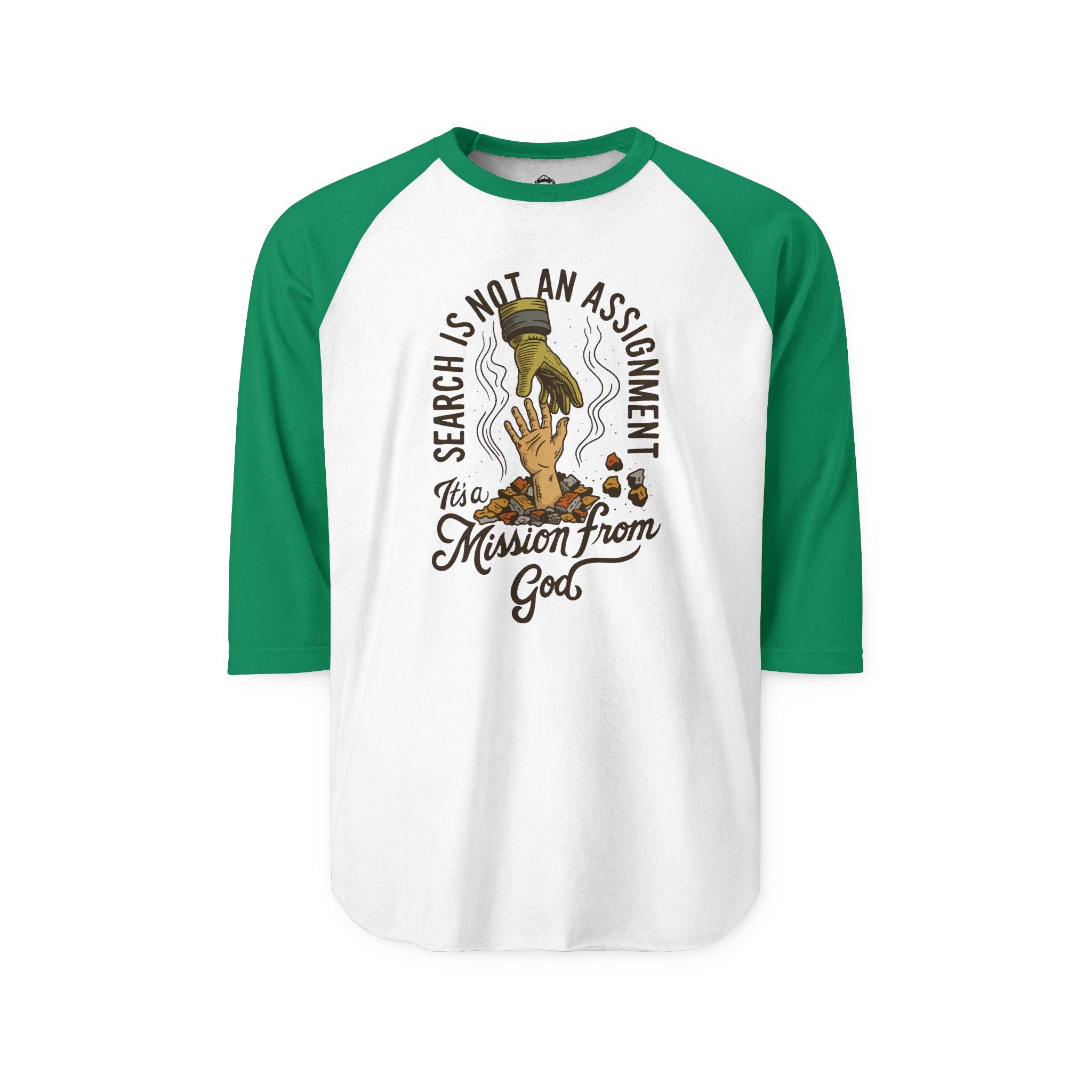 Raglan Baseball Style Shirt — "Search Is Not An Assignment" Graphic