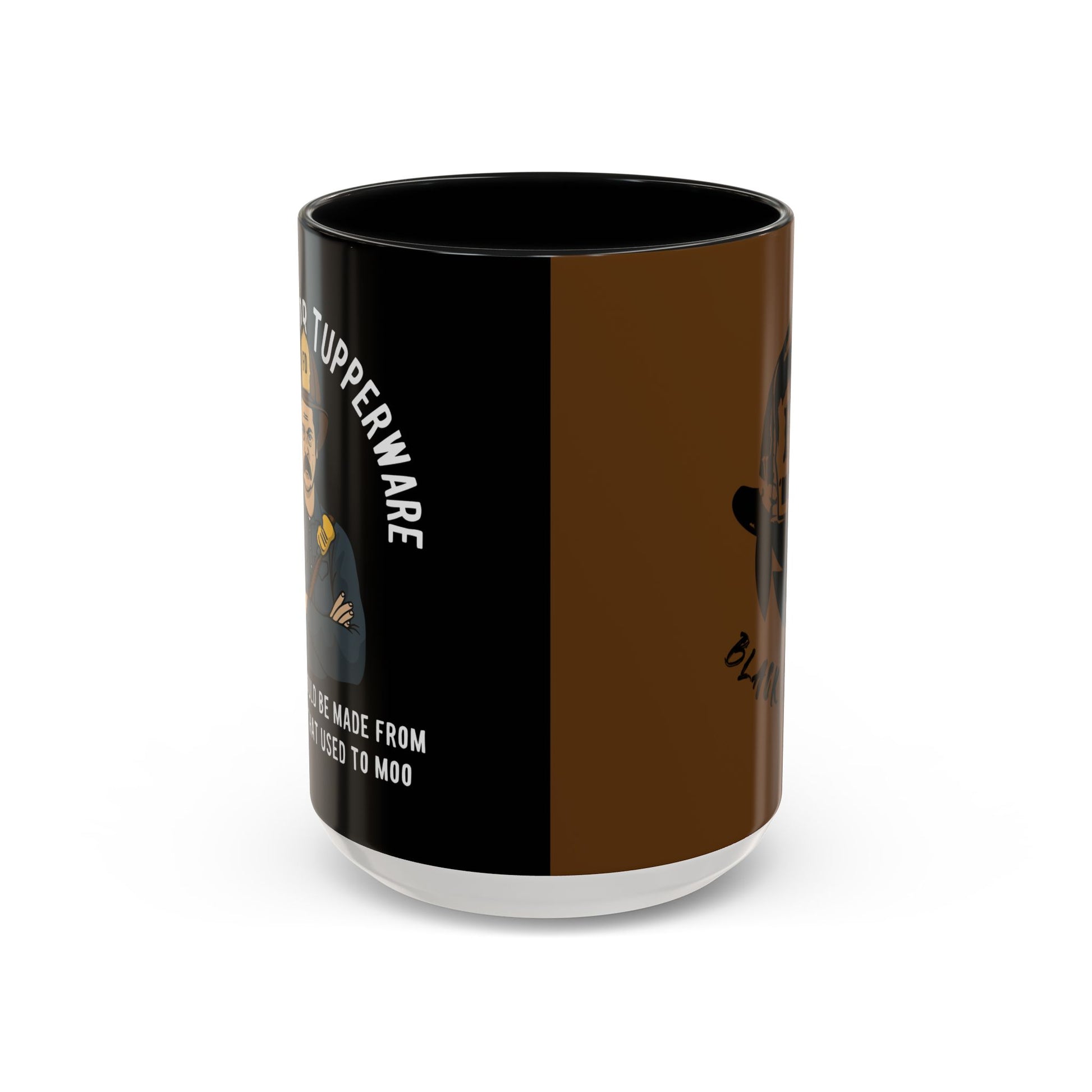 Black Sheep "Plastic Is For Tupperware" Premo Artwork Coffee Mug (Brown/Black Accents)