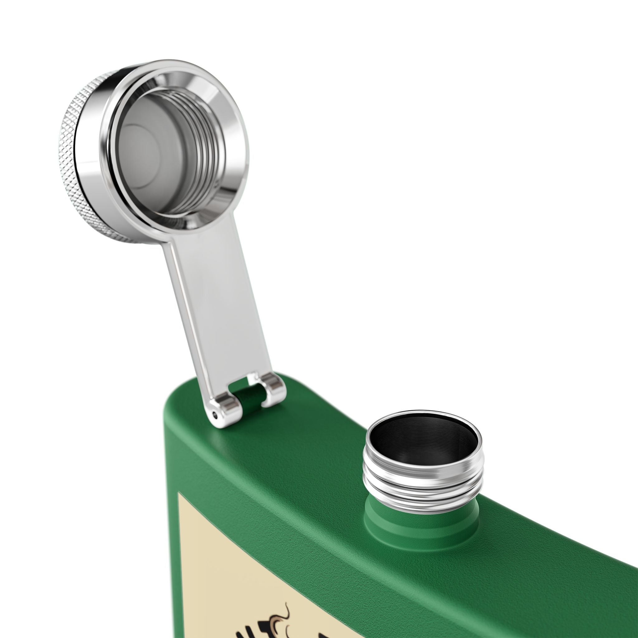 6oz Stainless Steel Flask — "I Want The Smoke / Smoke Eater" Skull Design