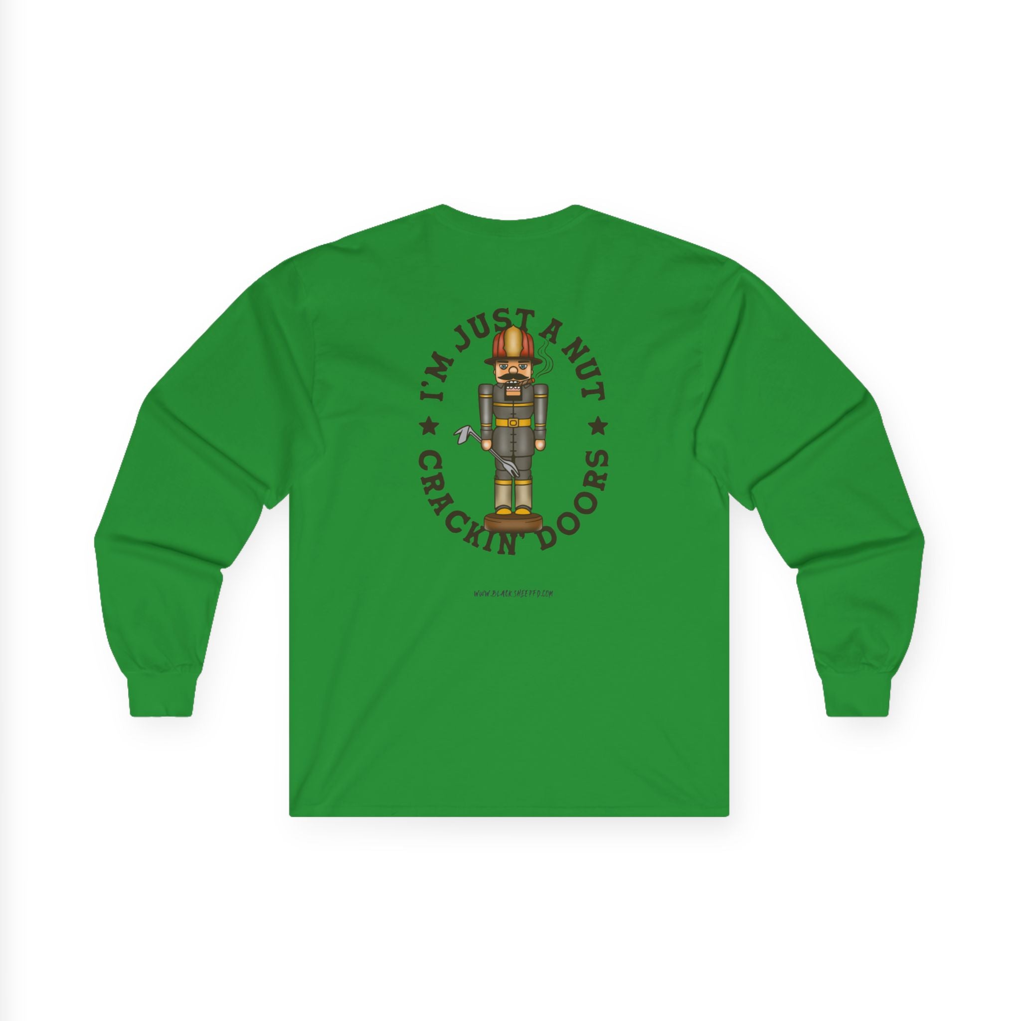 Nutcracker Graphic Long Sleeve Tee — "I'm Just a Nut Cracking Doors" Holiday Shirt