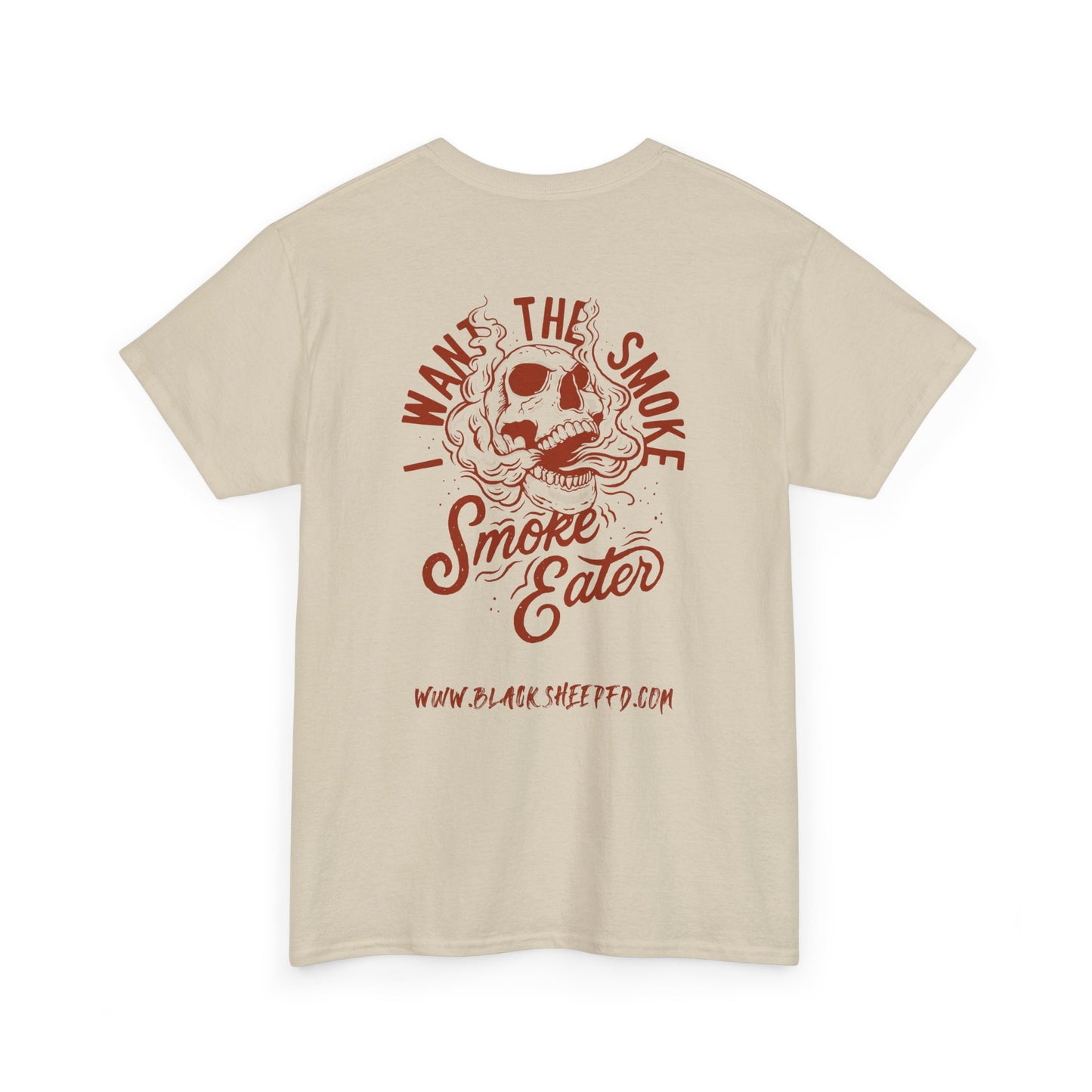 Black Sheep "I Want The Smoke" Skull Graphic Heavy Cotton Tee for Smoke Eaters