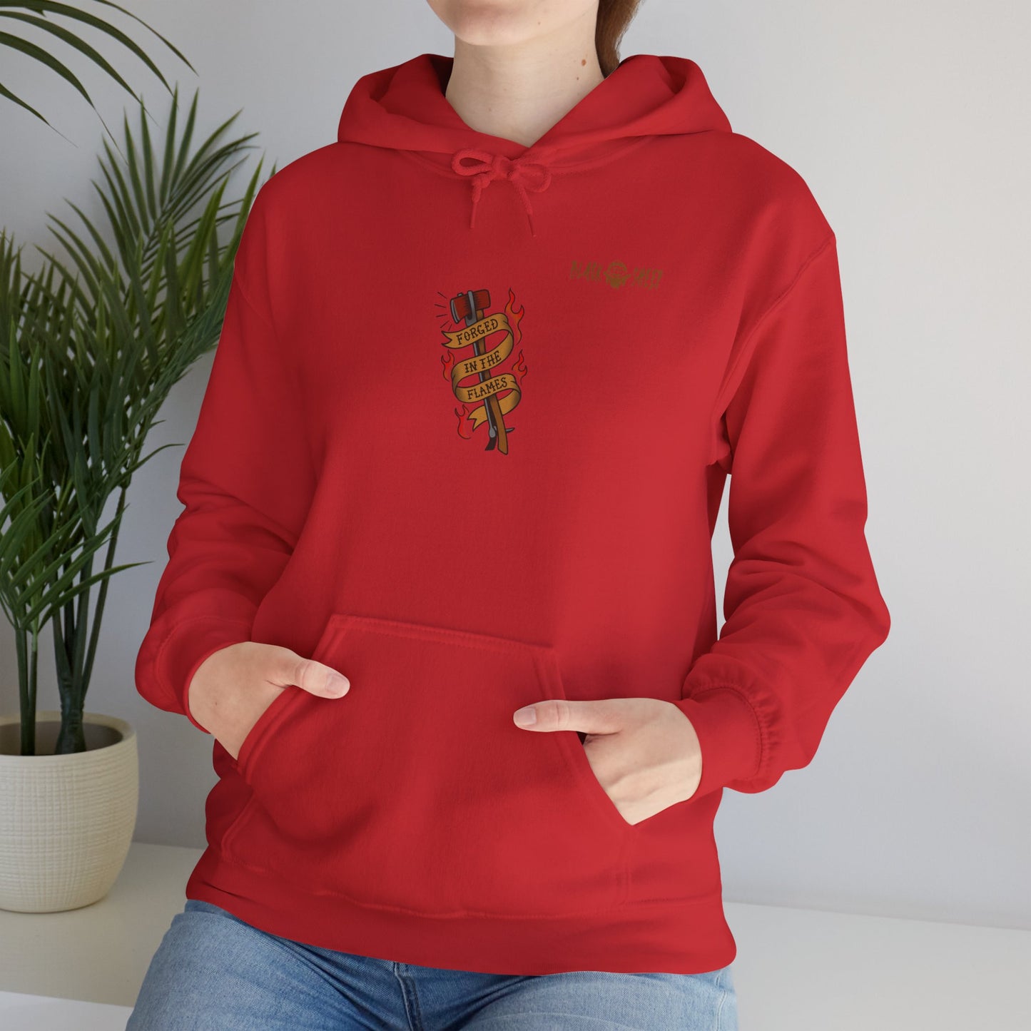 "Forged in The Flame" Tattoo Style Graphic Firefighter Hoodie