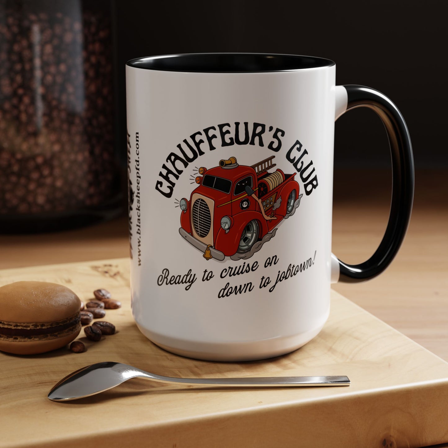 Chauffeur’s Club Coffee Mug — Retro Firetruck Accent Mug 15oz