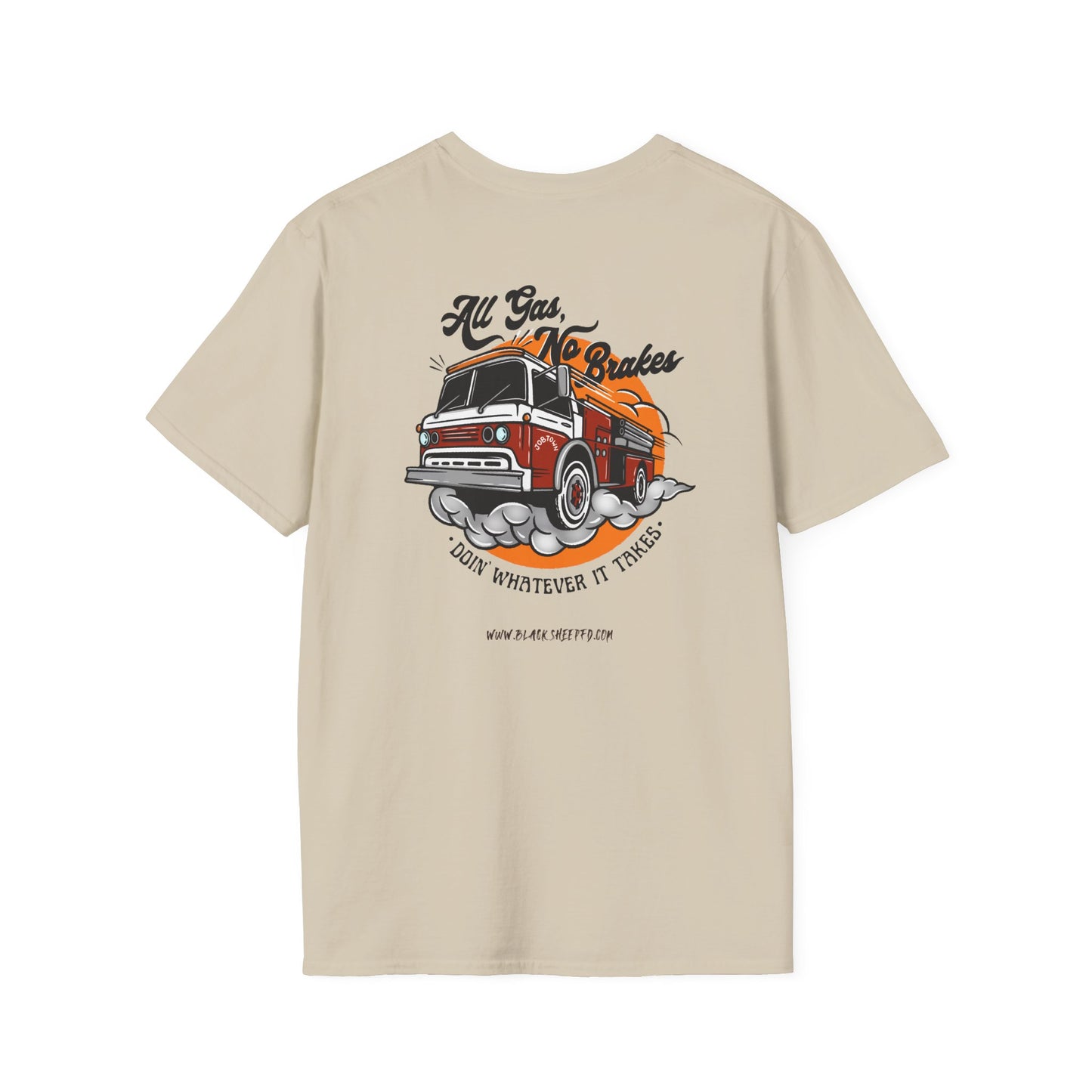 "All Gas, No Brakes" Firefighter Soft-style Vintage Rig Tee