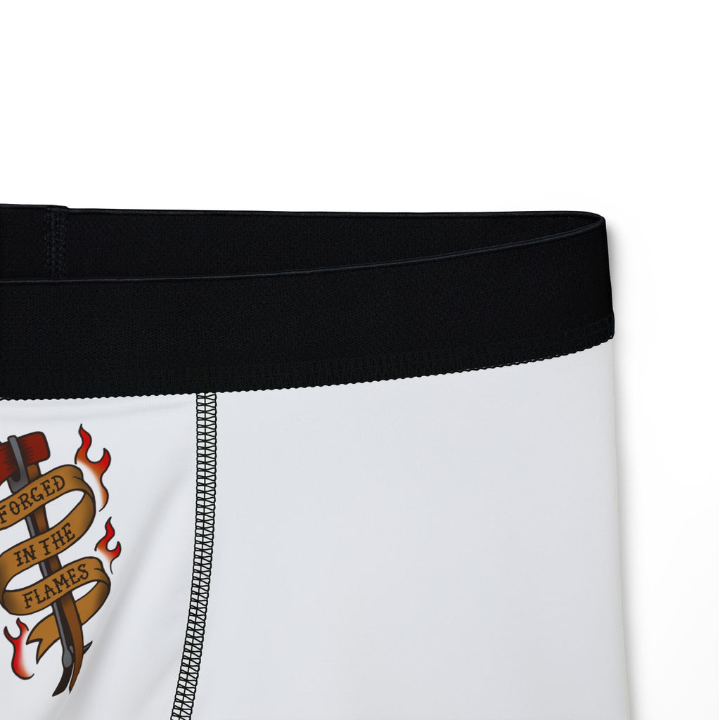 Men's Boxer Briefs with Set of Married Irons Wrapped in "Forged in The Flames" Banner