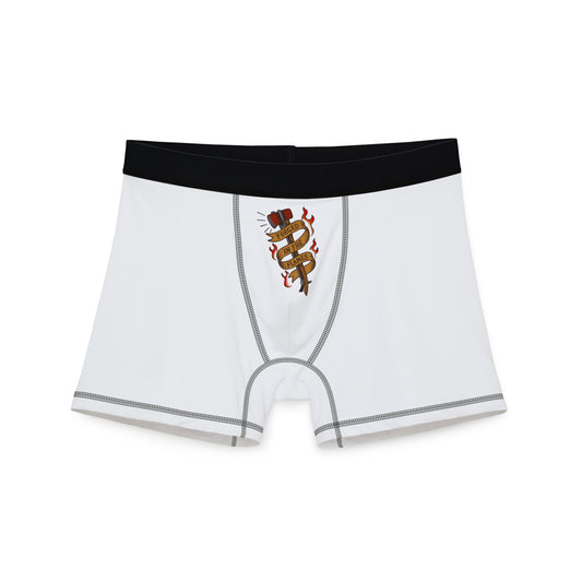 Men's Boxer Briefs with Set of Married Irons Wrapped in "Forged in The Flames" Banner