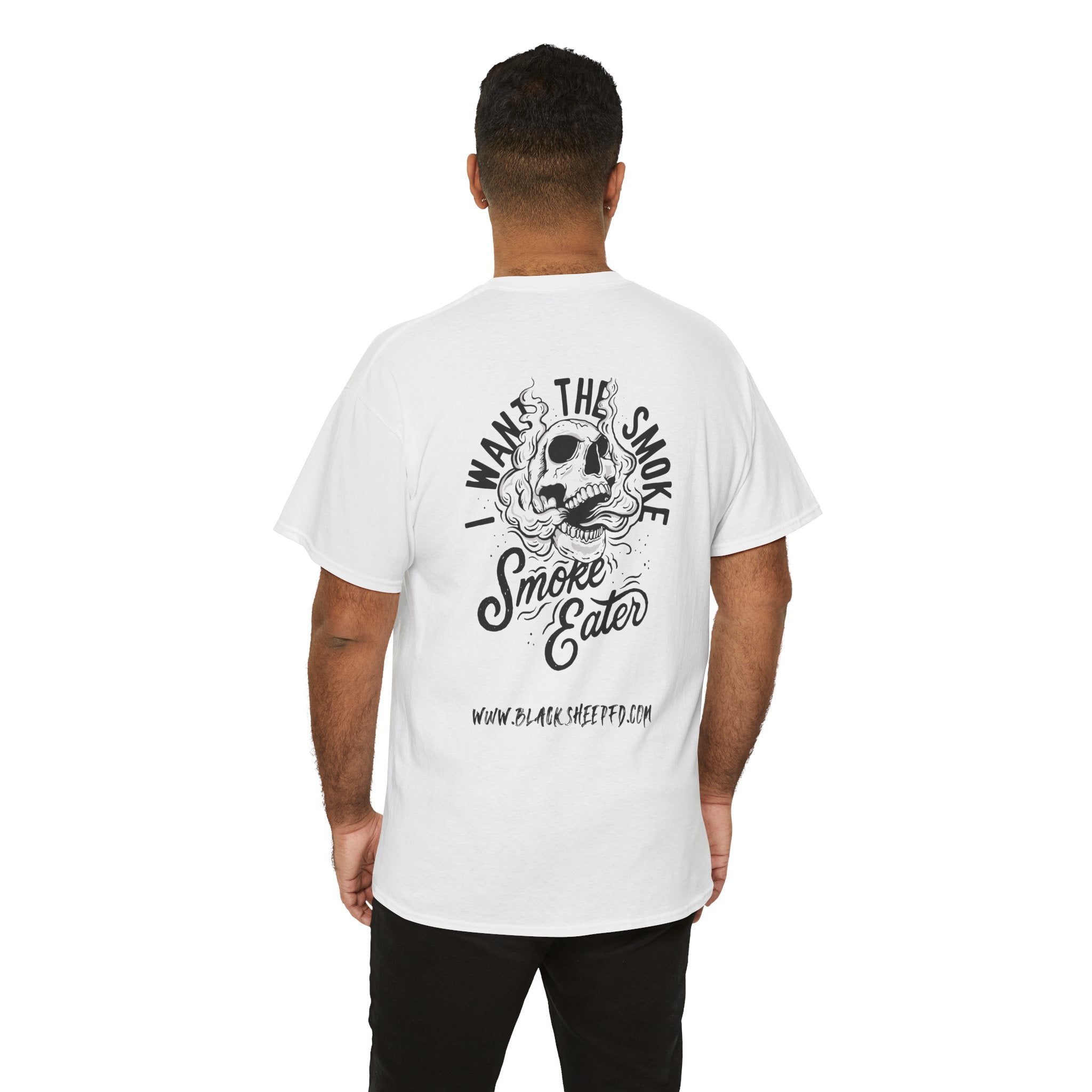 Black Sheep "I Want The Smoke" Skull Graphic Heavy Cotton Tee for Smoke Eaters
