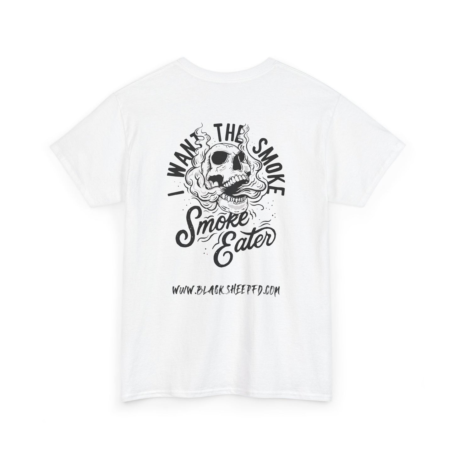 Black Sheep "I Want The Smoke" Skull Graphic Heavy Cotton Tee for Smoke Eaters