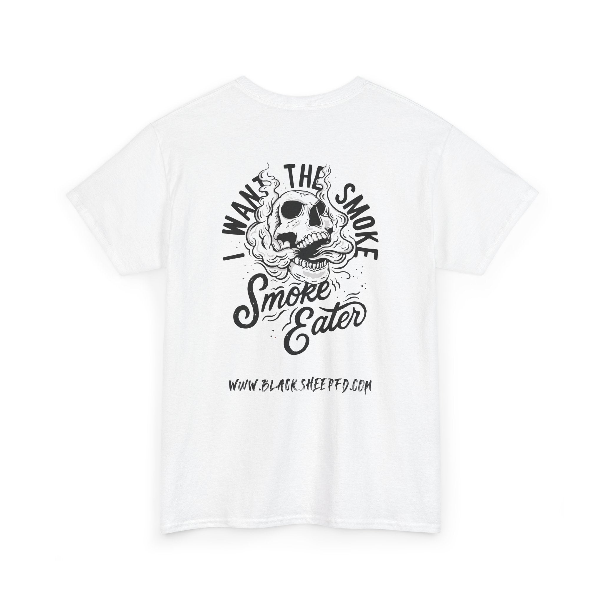 Black Sheep "I Want The Smoke" Skull Graphic Heavy Cotton Tee for Smoke Eaters