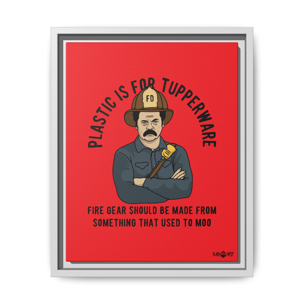 "Fire Gear Should Be Made From Something That Used To Moo" Framed Canvas Art by M.Premo