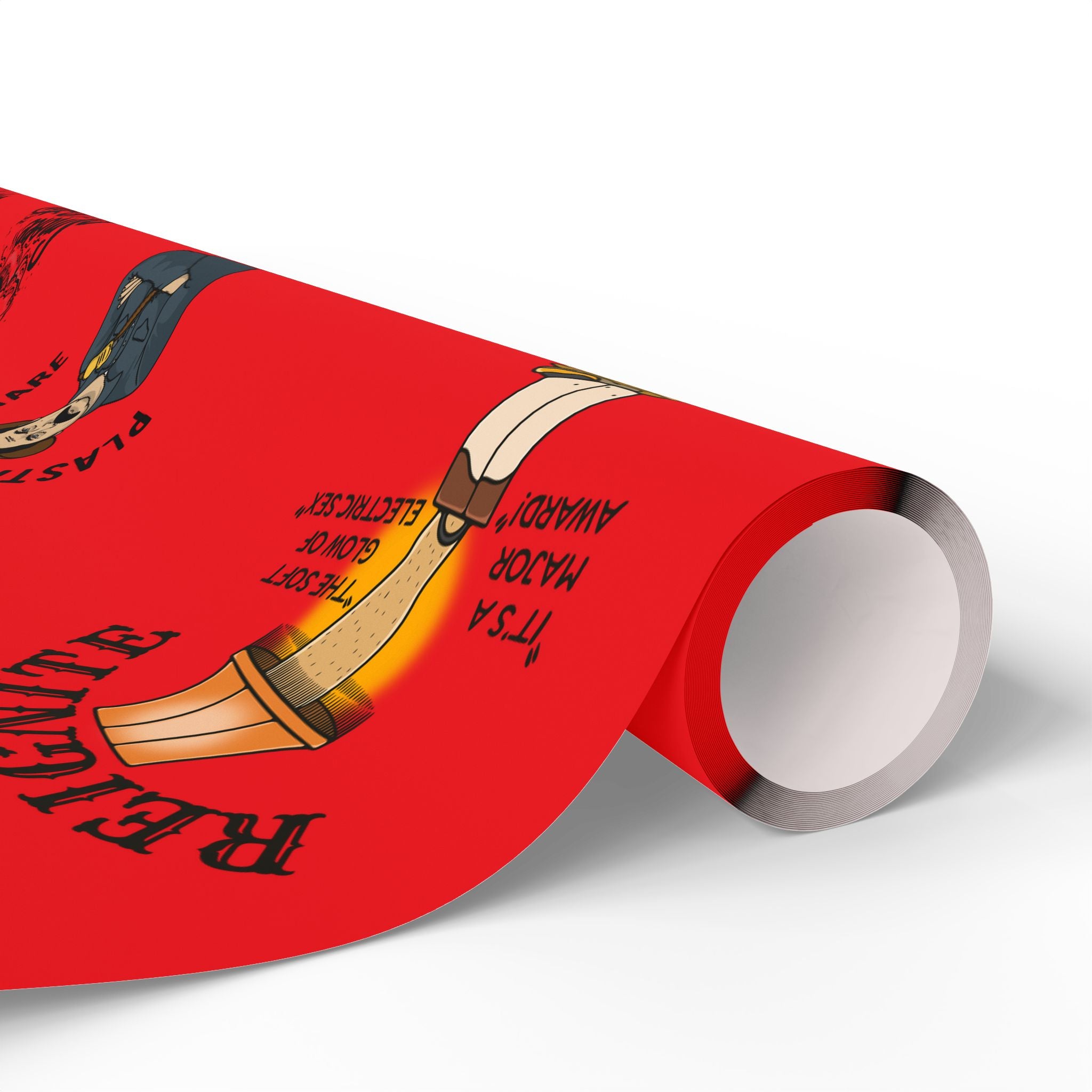 RED Wrapping Paper Roll — Retro Black Sheep FD Pattern