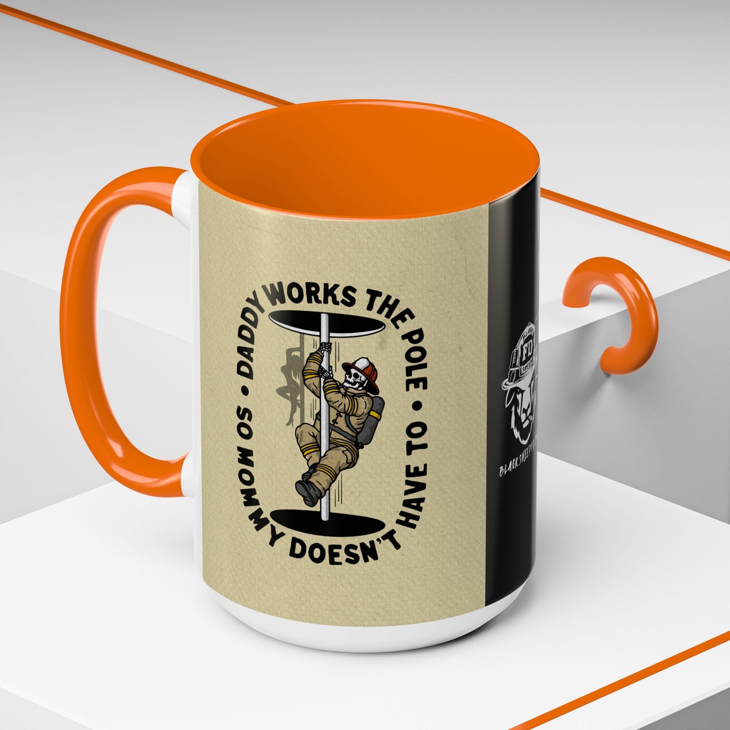 "Daddy Works the Pole" Firefighter Coffee Mug 15oz