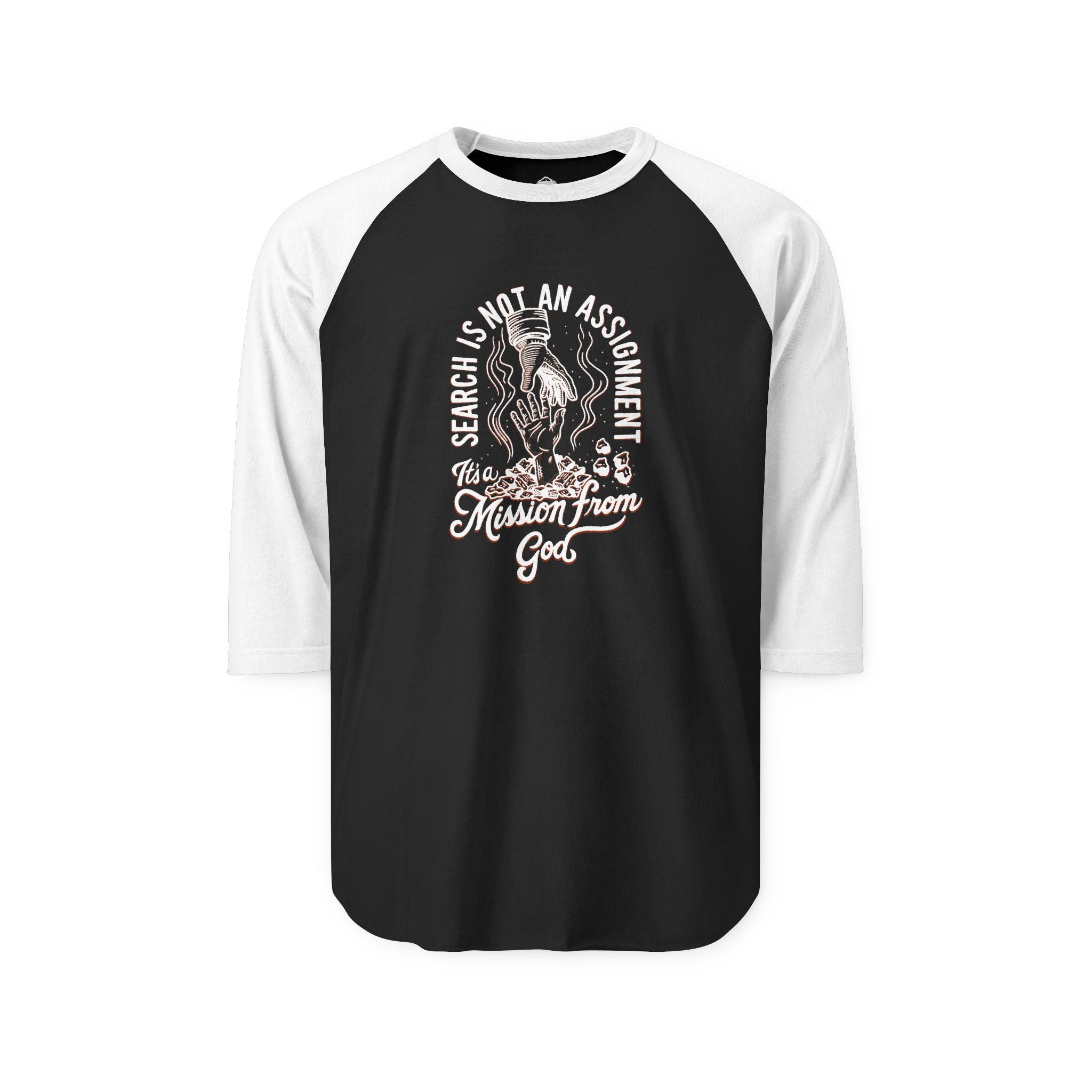 Raglan Baseball Style Shirt — "Search Is Not An Assignment" Graphic