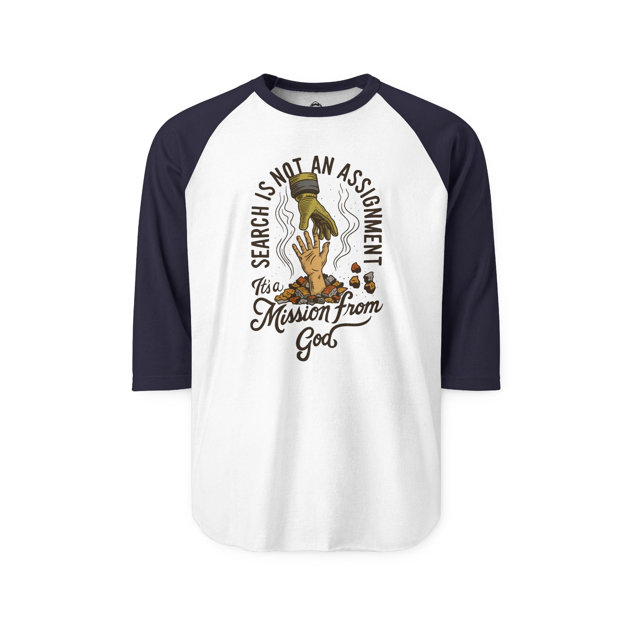 Raglan Baseball Style Shirt — "Search Is Not An Assignment" Graphic