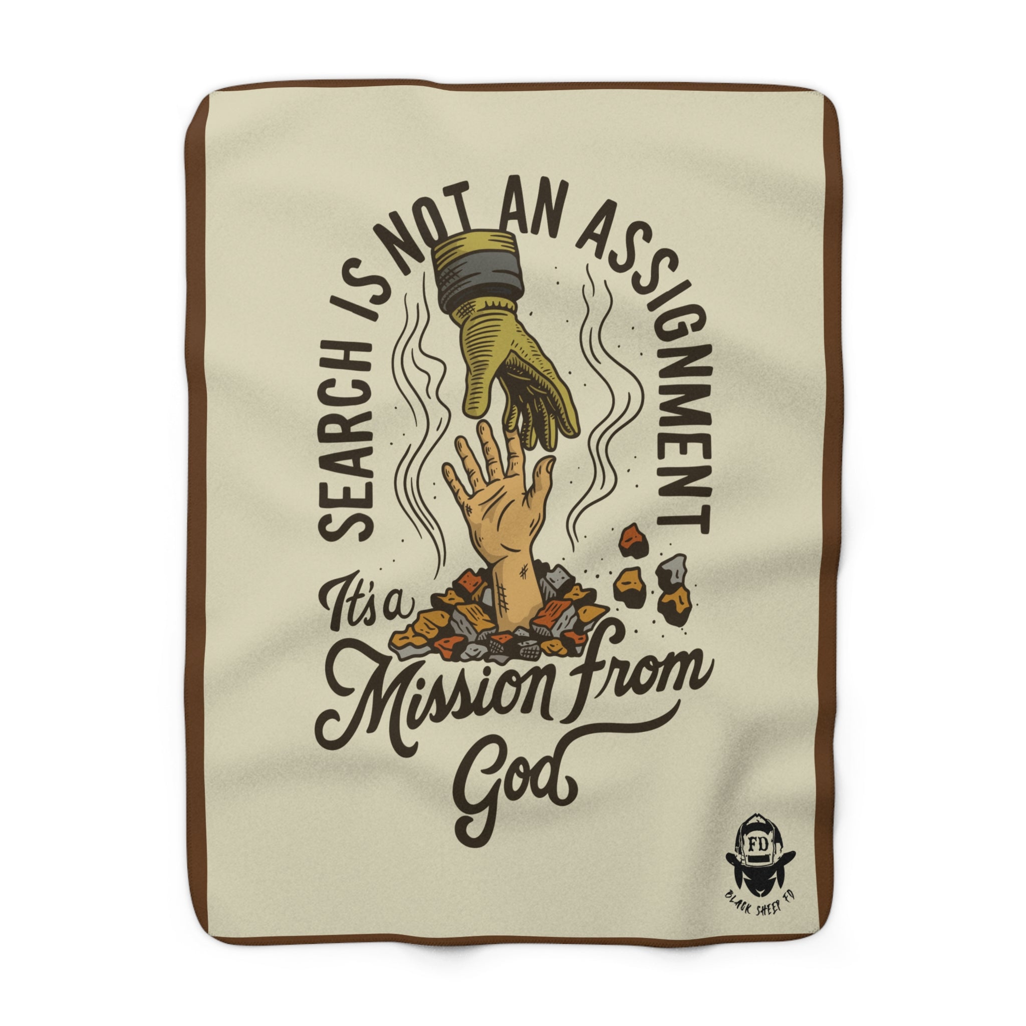 Sherpa Fleece Blanket — "Search Is Not An Assignment, It's a Mission From God" Rescue-Themed Cozy Throw