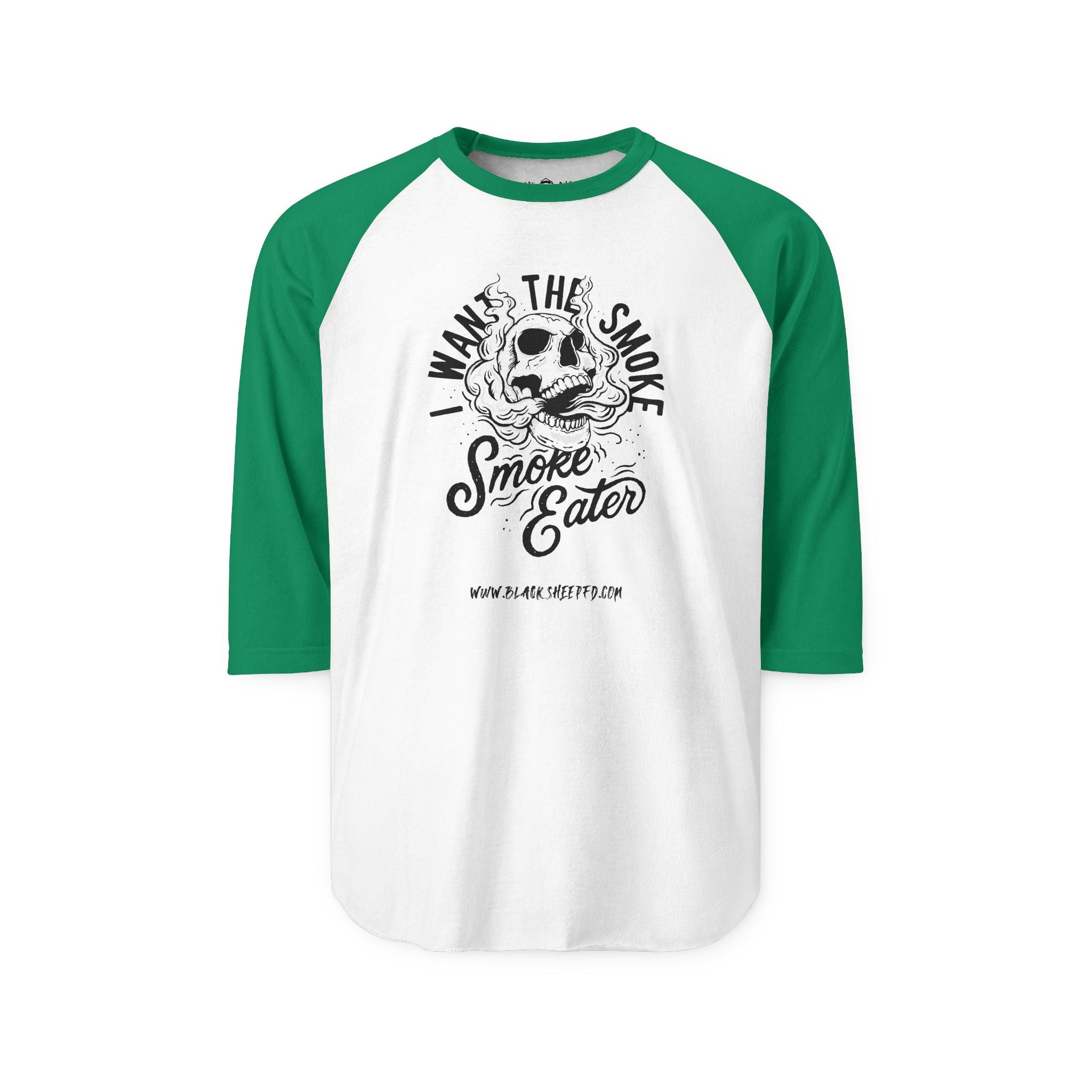 "Smoke Eater" Raglan Baseball Style Shirt Firefighter Tee