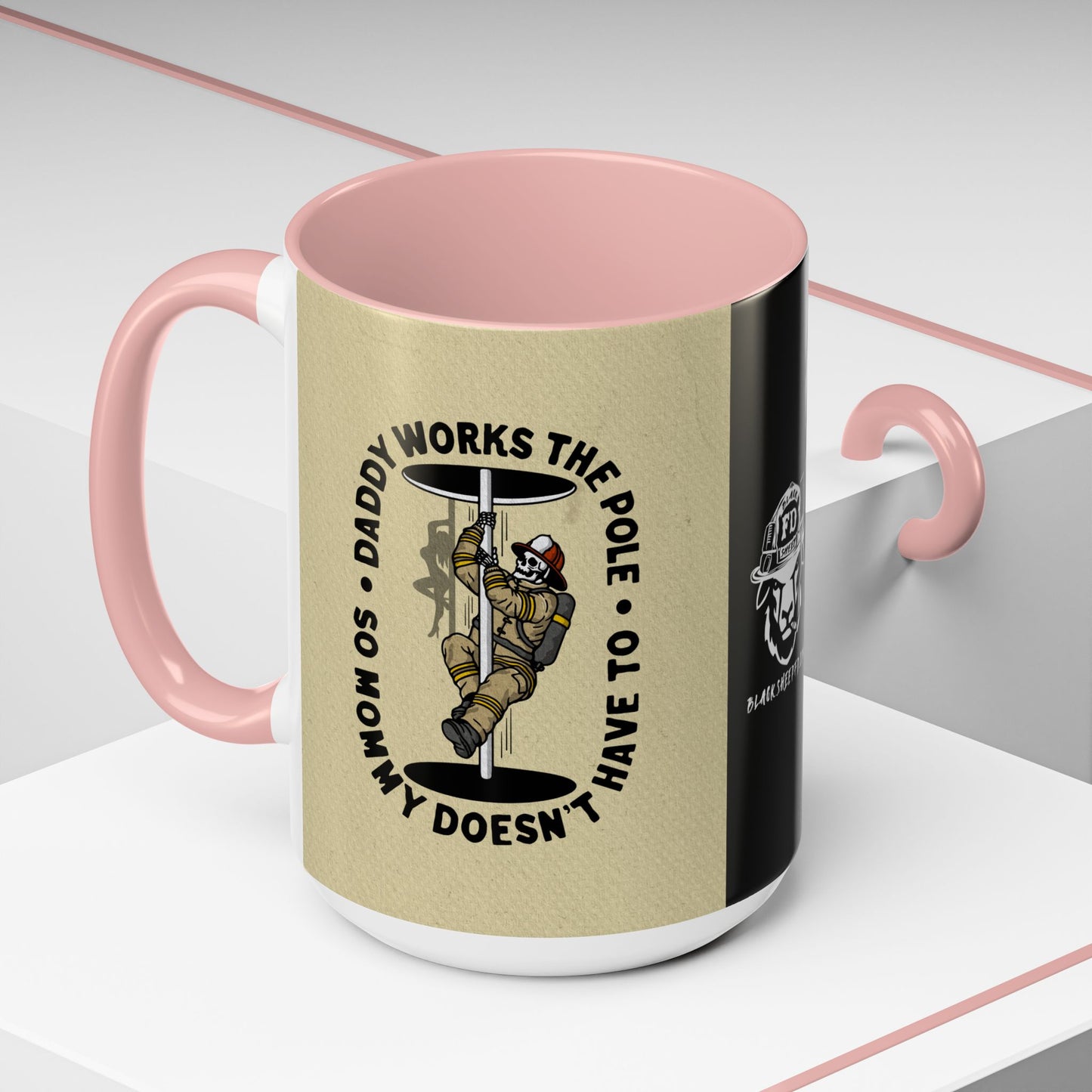 "Daddy Works the Pole" Firefighter Coffee Mug 15oz